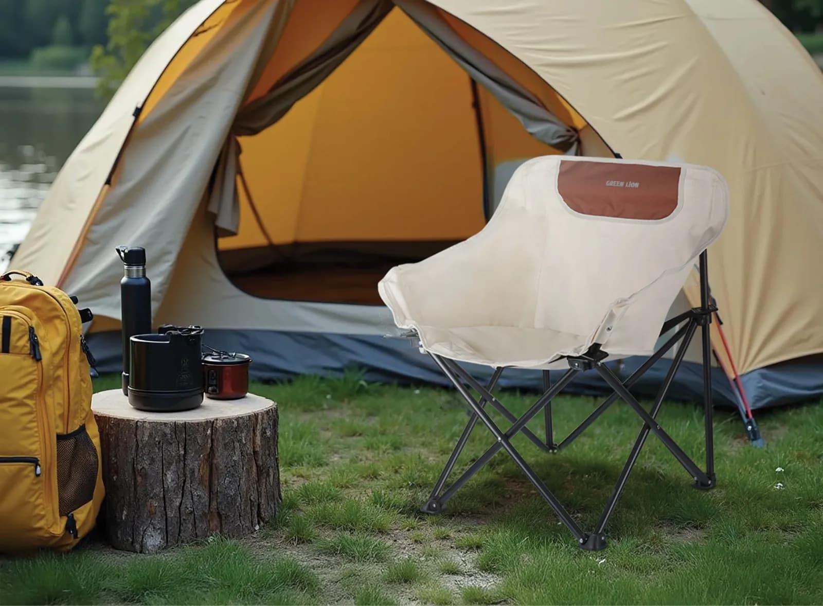 Green Lion Ranger Foldable Camping Chair - White 2
