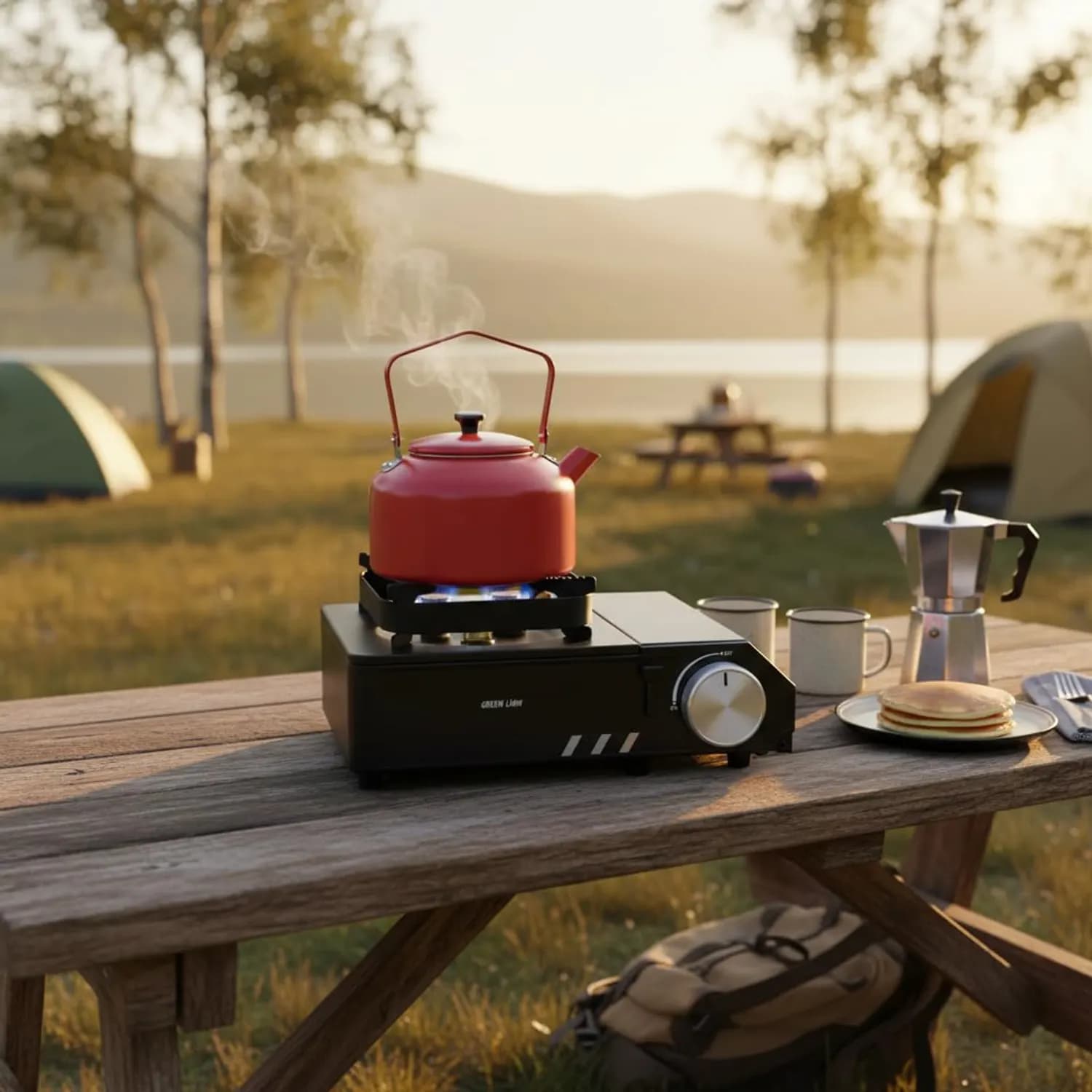 Green Lion Camping Stove - 3-Way Burner 2100W, Black 4