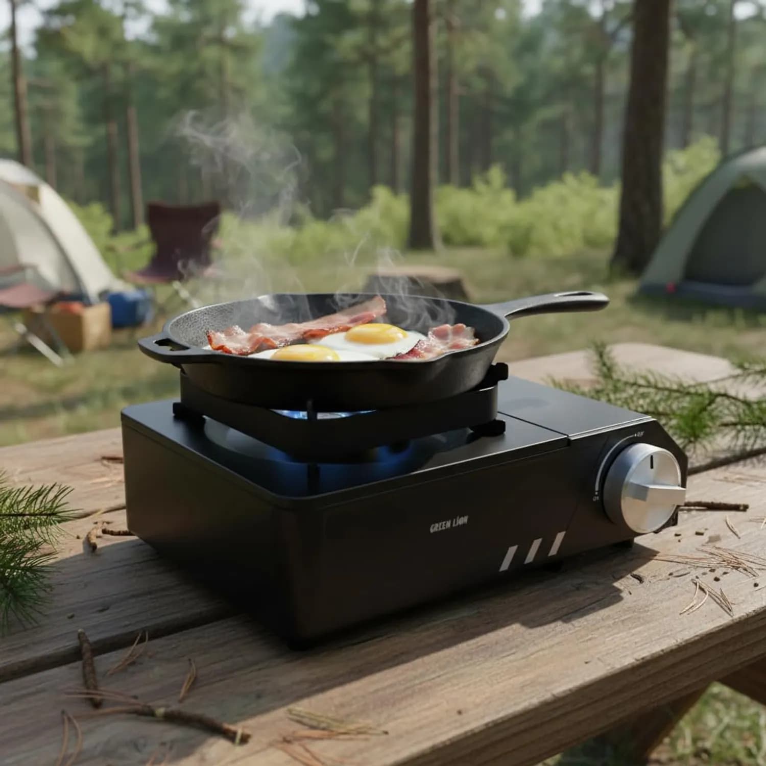Green Lion Camping Stove - 3-Way Burner 2100W, Black 5