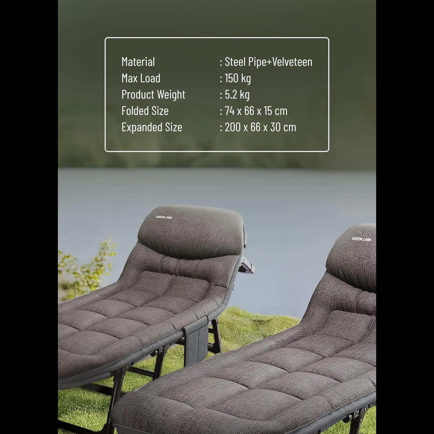 Green Lion Inflatable Mattress - Skin-Friendly, Grey 2