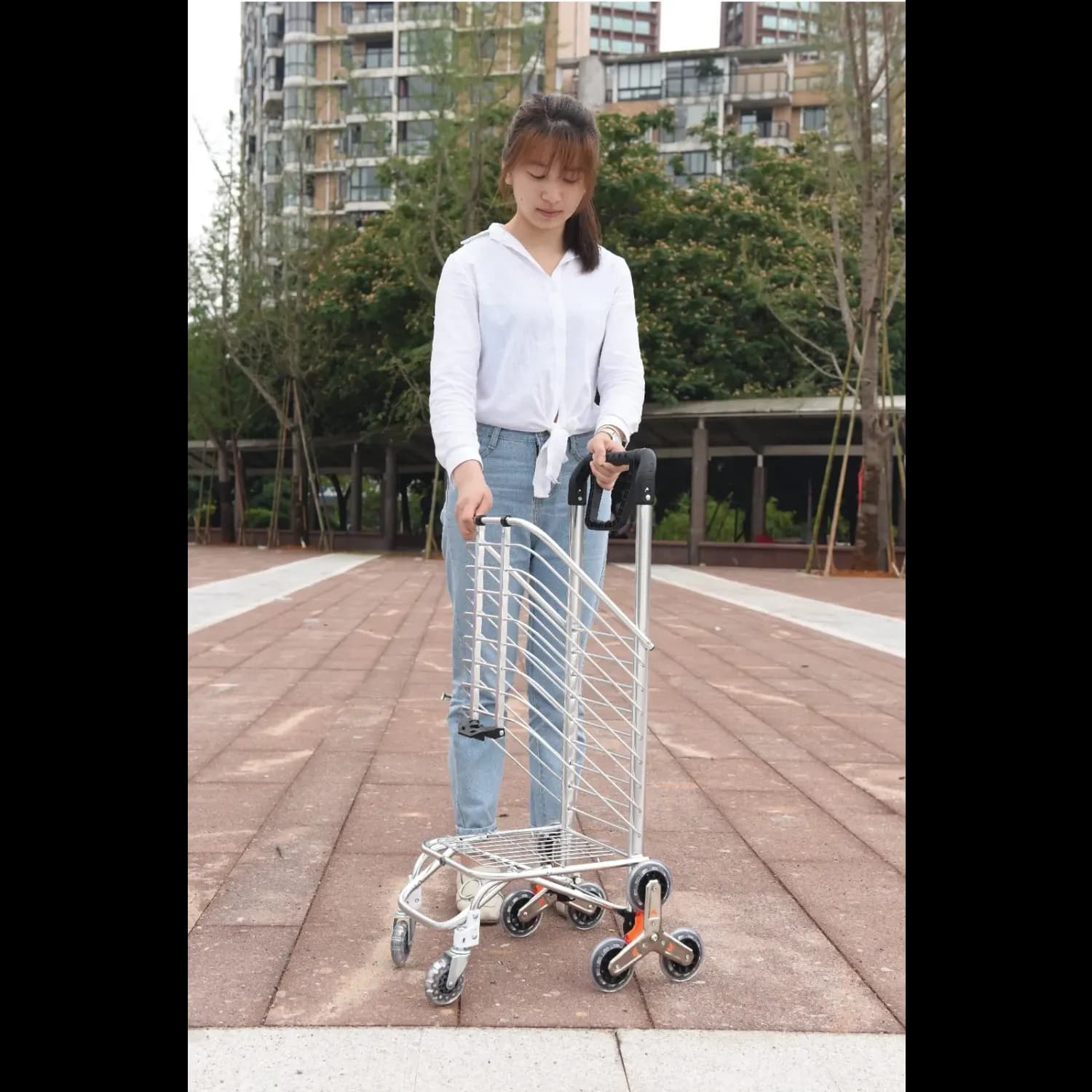 Green Lion Foldable Shopping Trolley - 20Kg Capacity, 8 Wheels 5