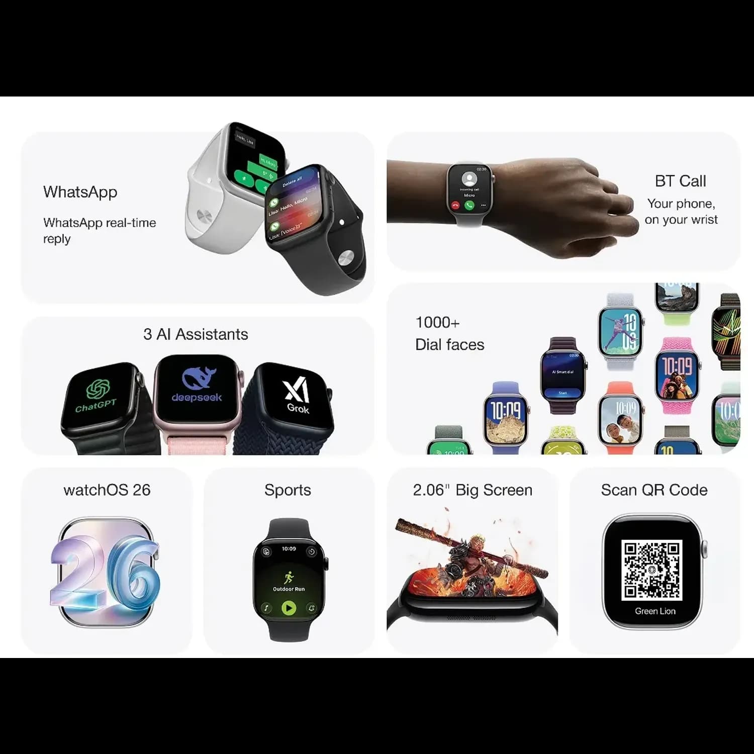 Green Lion Smart Watch Flex 46 - 2.06" IPS Display, Silver — Orange 3
