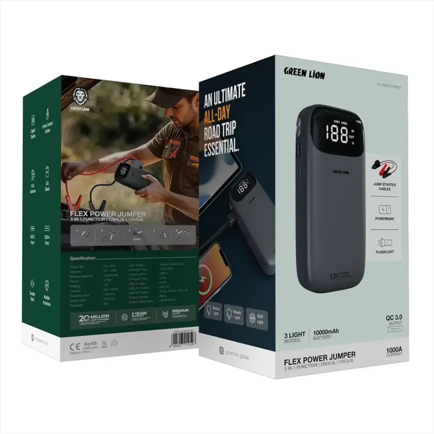 Green Lion Power Jumper and Power Bank - 10000mAh, Gray 2