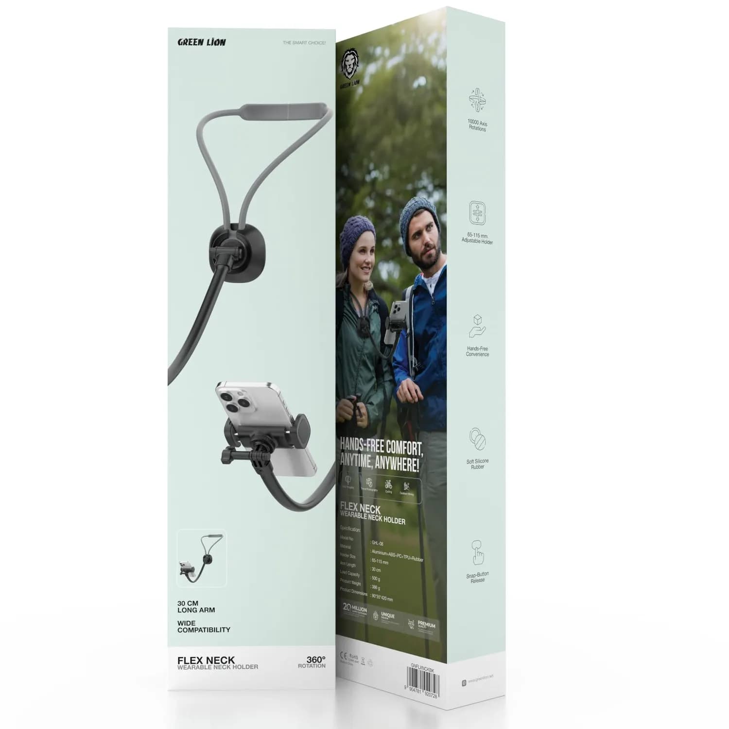 Green Lion Neck Phone Holder - Flexible, 360° Rotation, Black 5