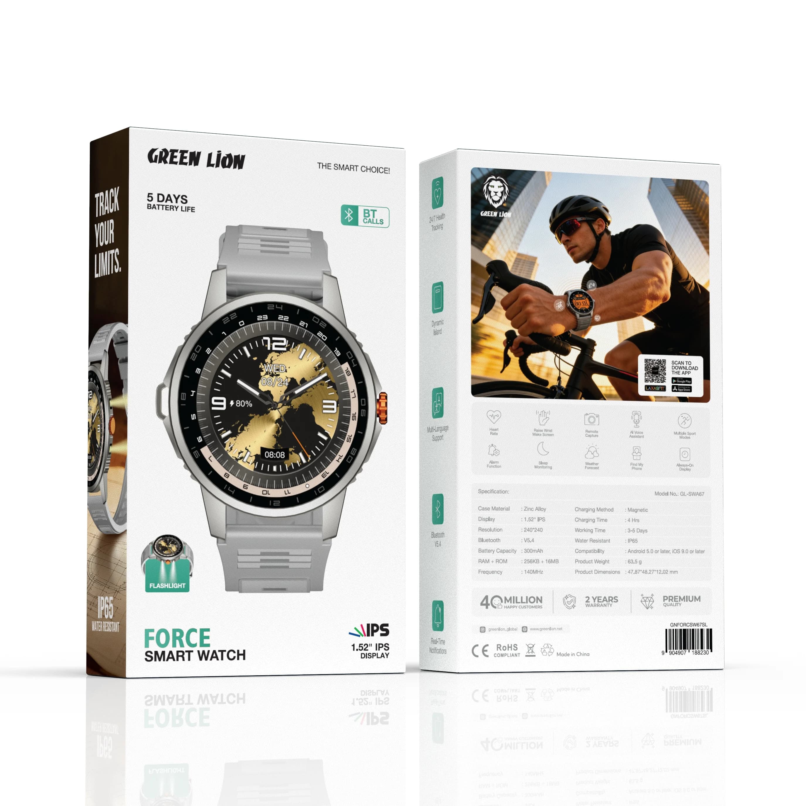 Green Lion Smart Watch GNFORCSW67SL - 1.52" IPS, Silver — Black 5
