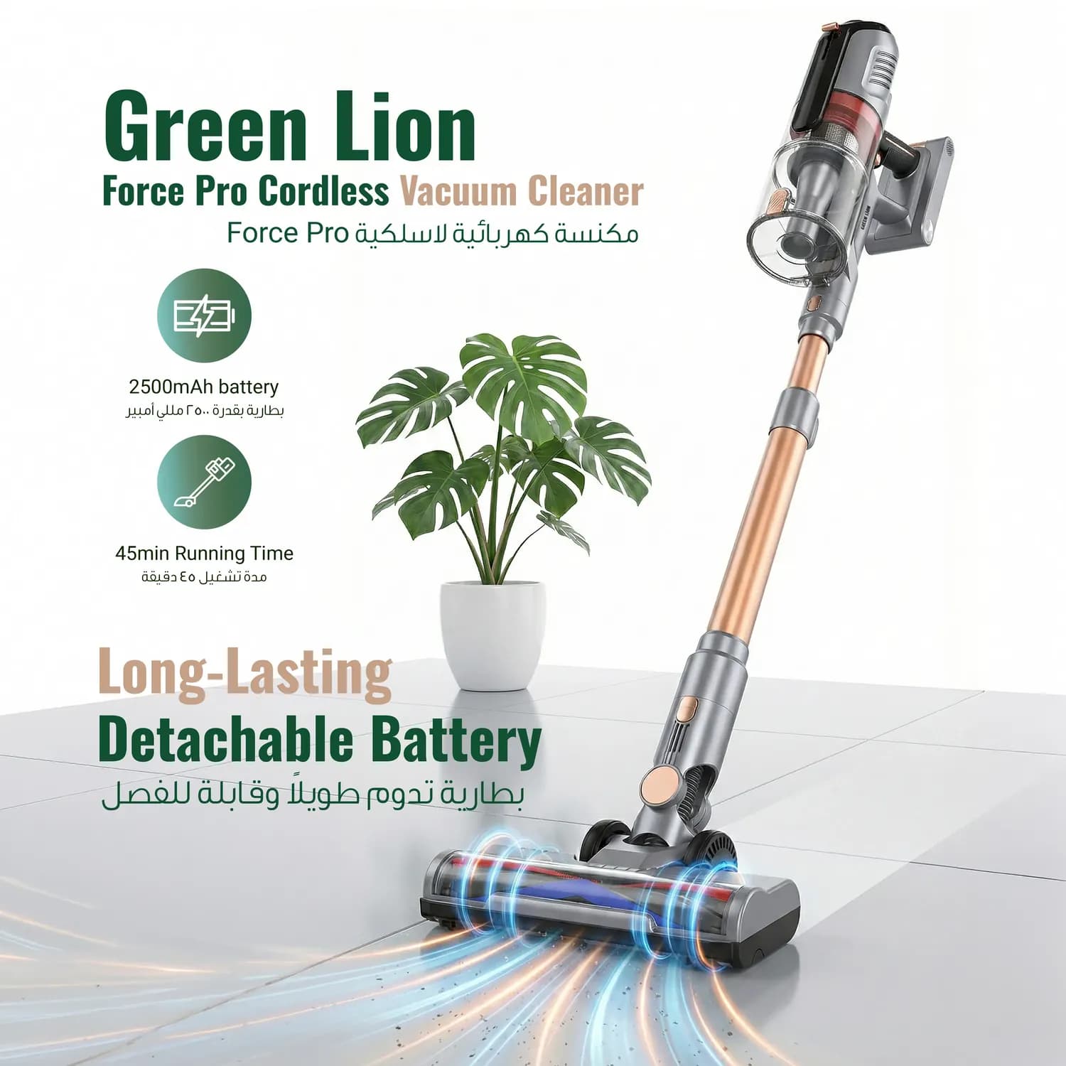 Green Lion Vacuum Cleaner - 34000Pa, 900ml, Grey 2