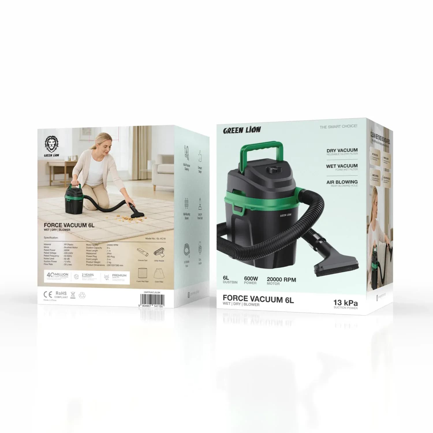 Green Lion Vacuum FORCE 6L - Wet & Dry, 600W, Black 4