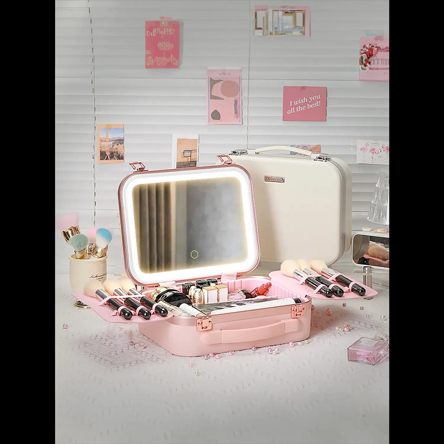 Green Lion Makeup Bag - Touch Control, 72 LEDs, Pink 4