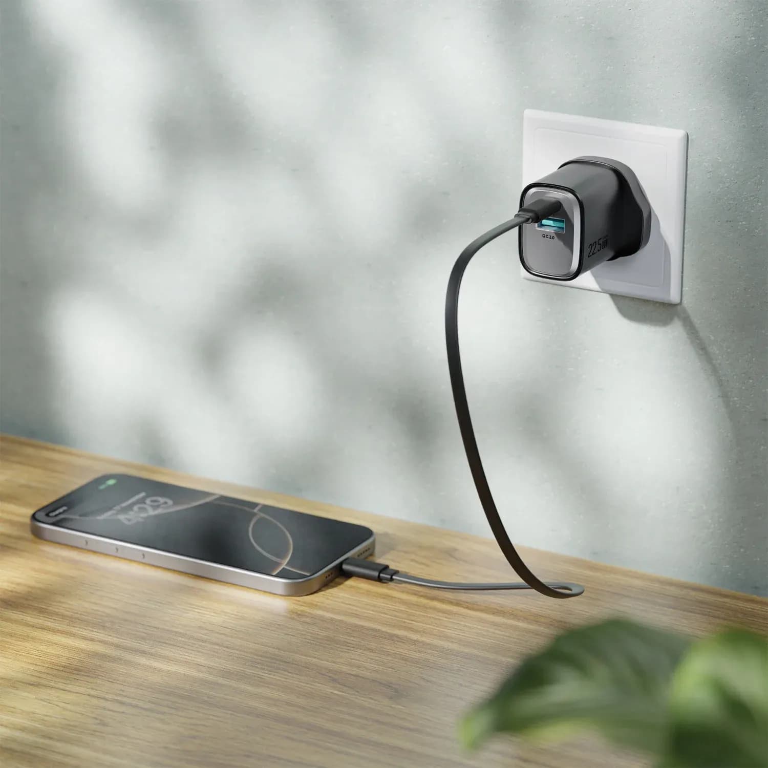 Green Lion Wall Charger SUPRA - 22.5W GaN, USB-C Cable, Black 2
