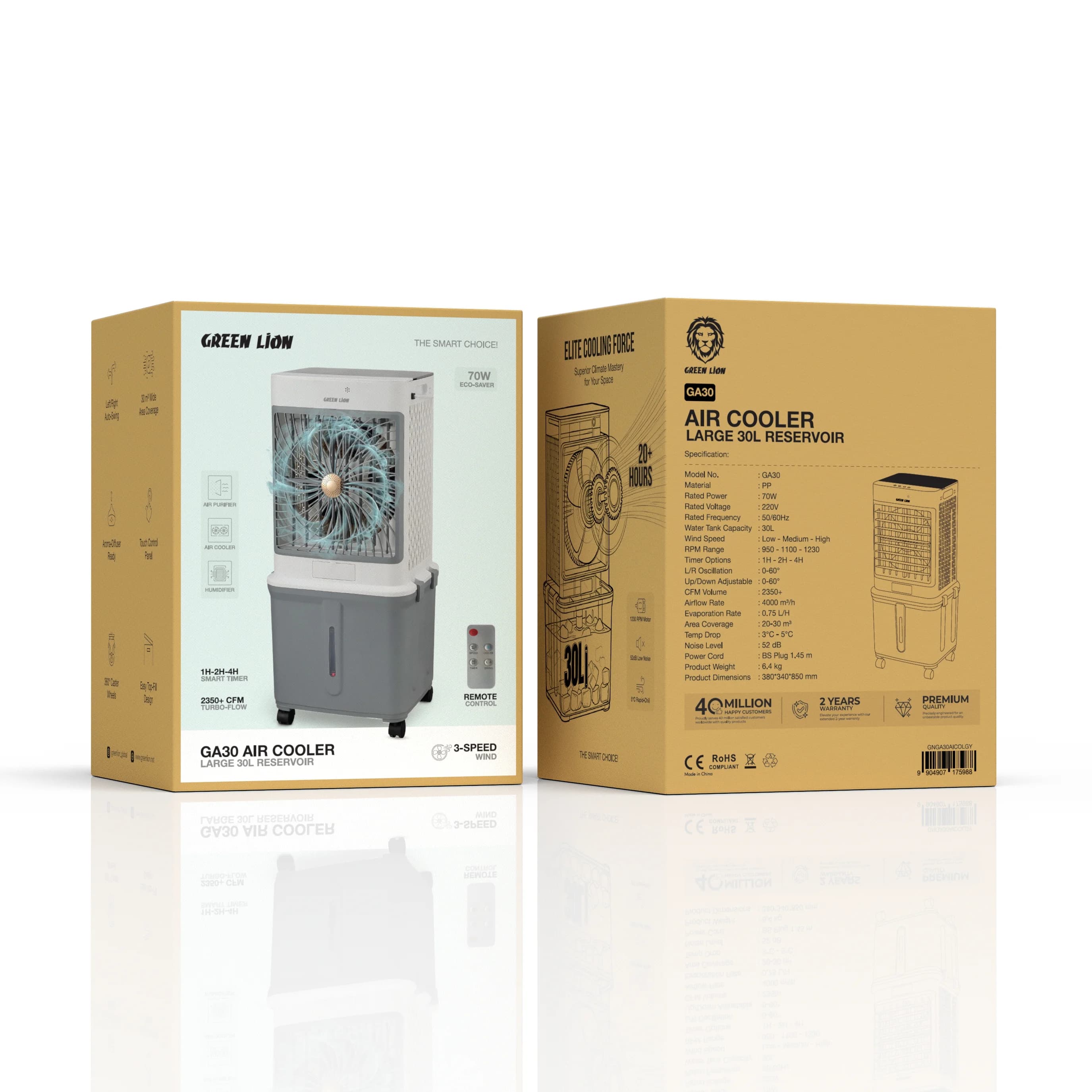 Green Lion Air Cooler GA30 - 30L Reservoir, Grey 3