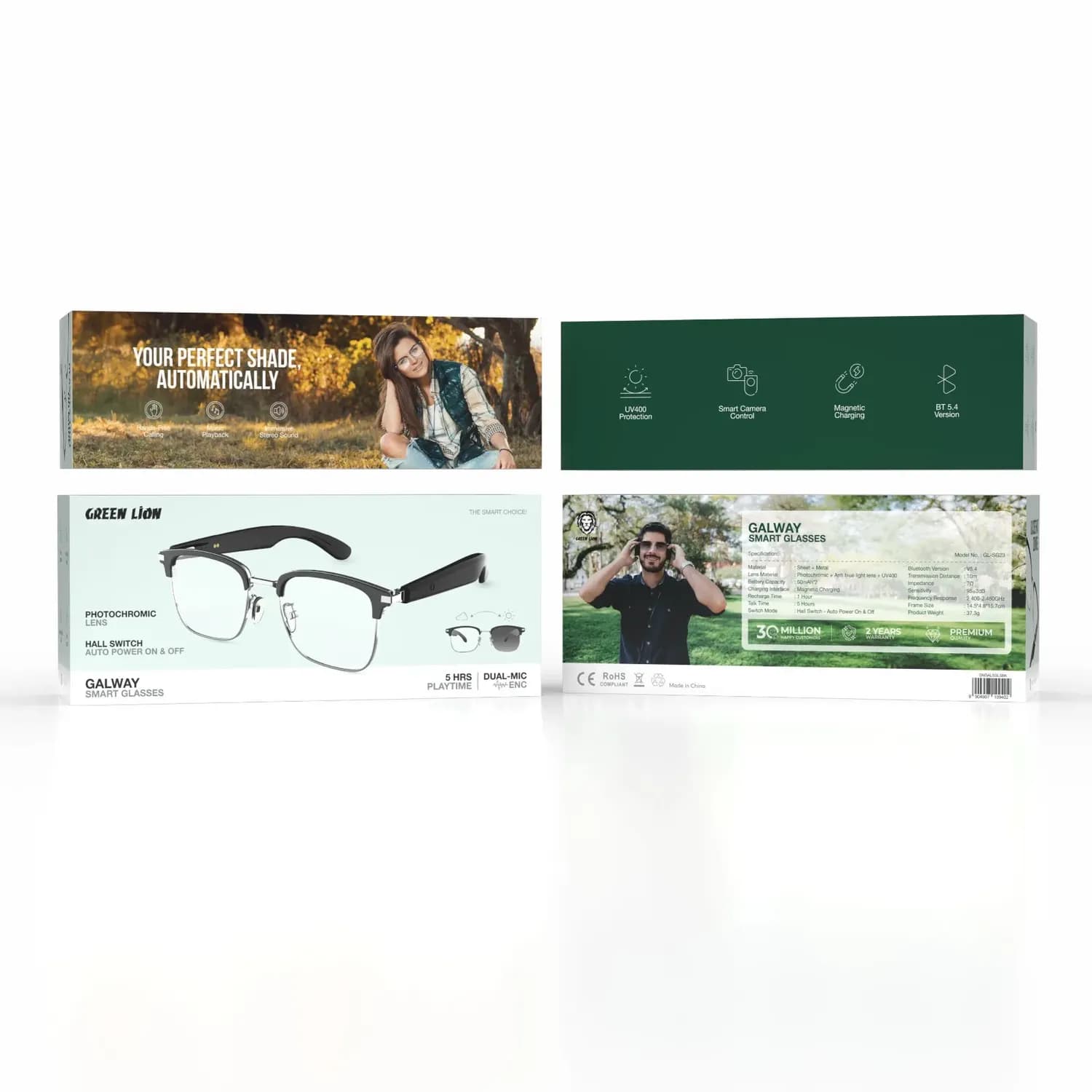 Green Lion Smart Glasses Galway - Bluetooth, Black 4