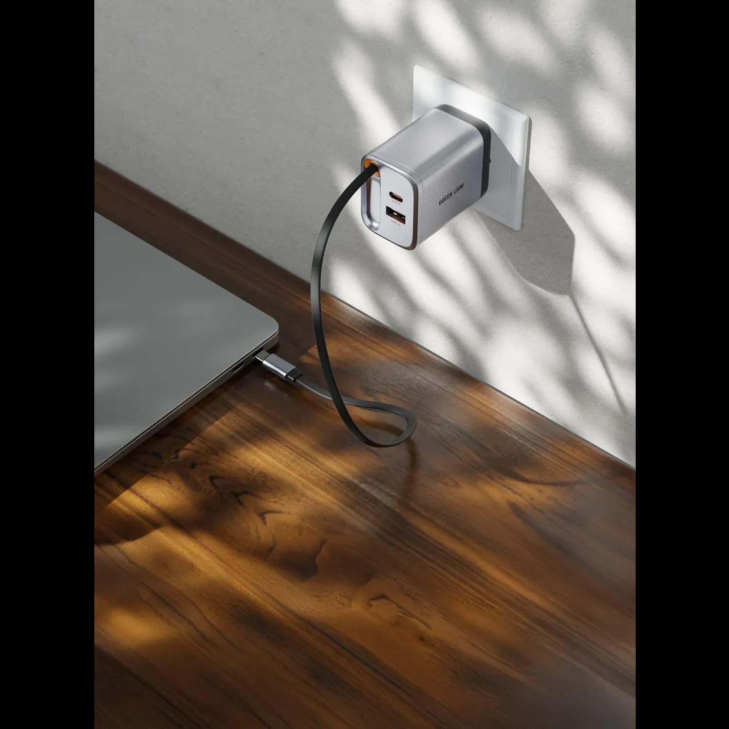 Green Lion GaN Charger - 40W PD, Dual Ports, Grey 3
