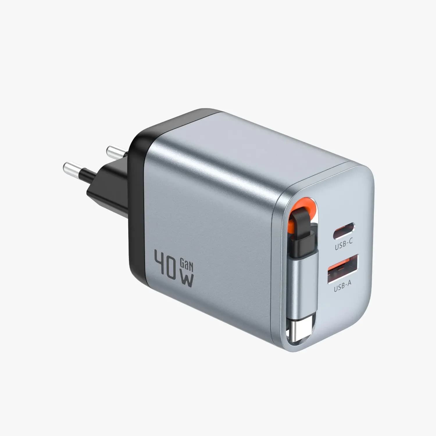 Green Lion GaN Charger - 40W PD, Dual Ports, Grey 1