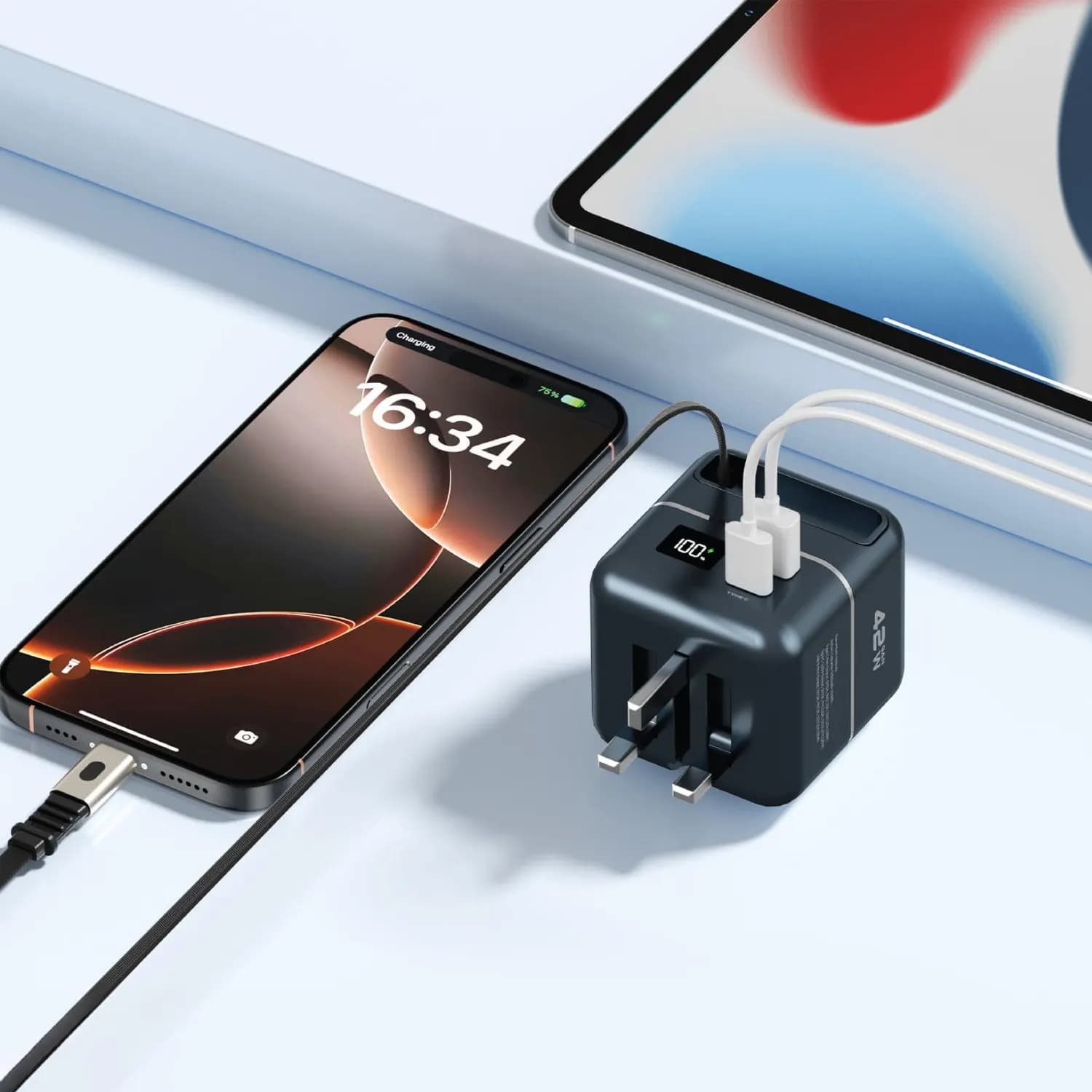 Green Lion 2-in-1 GaN Charger & Power Bank - 45W PD, 5000mAh, Gray 2