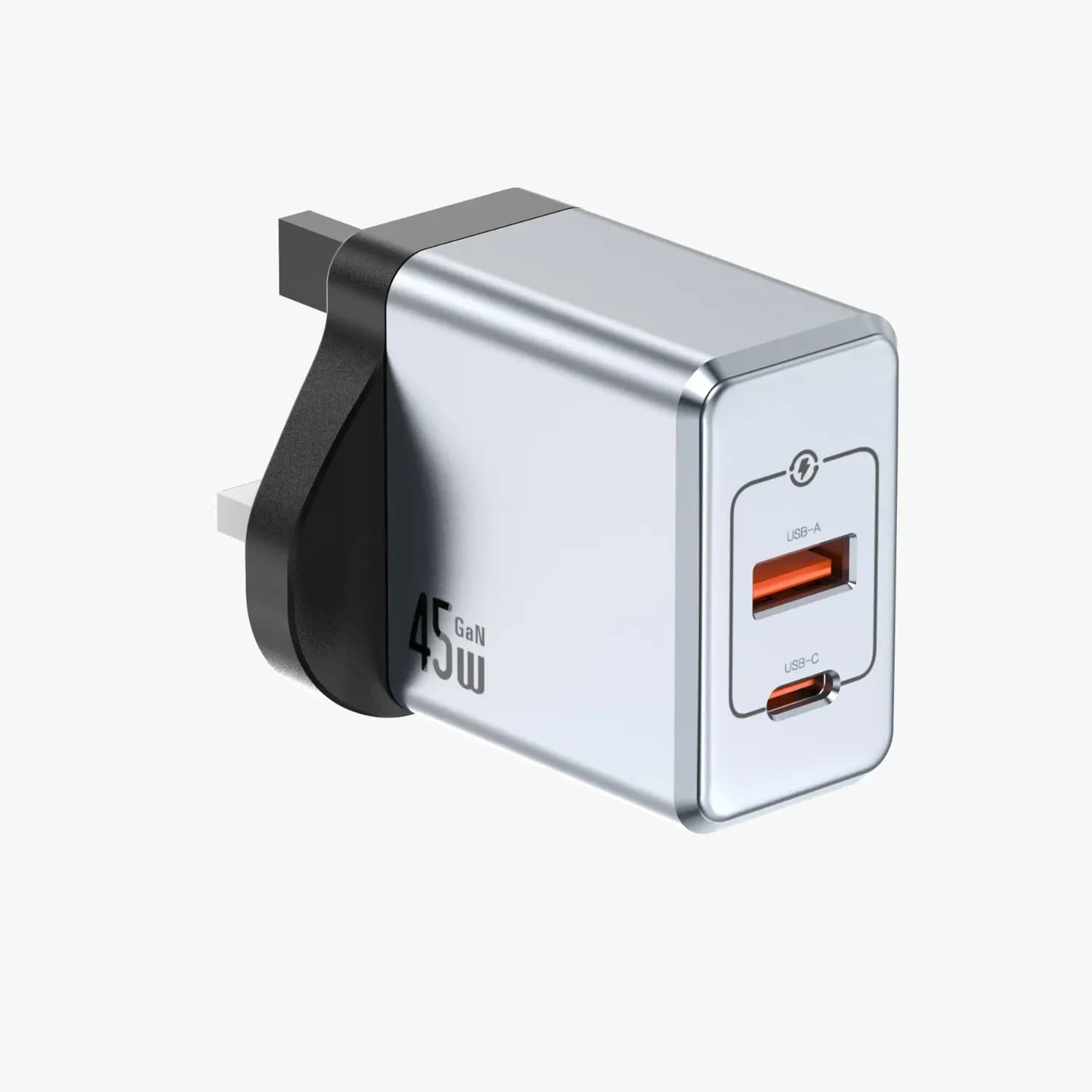 Green Lion GaN Charger - 45W PD Dual Port, Grey 2
