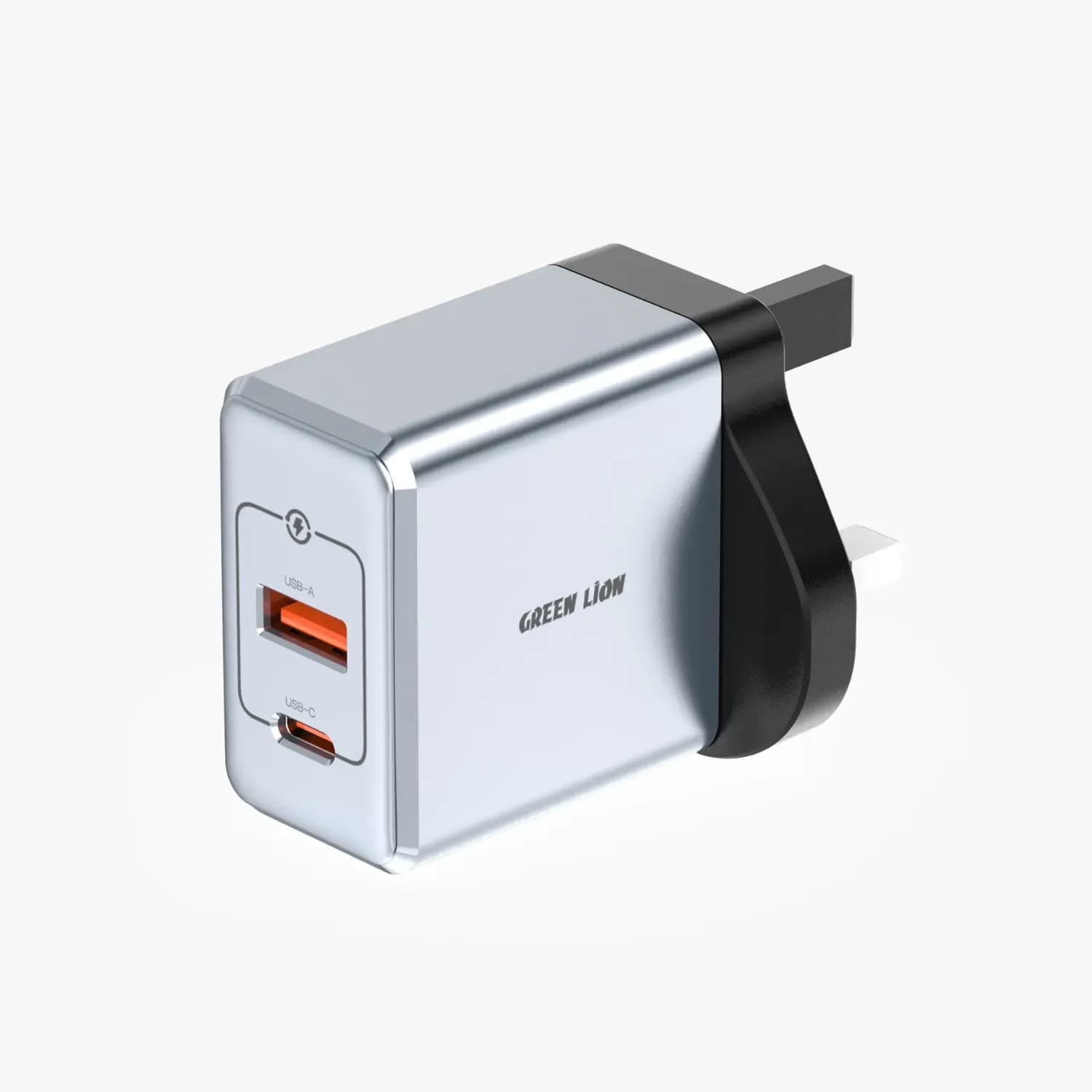 Green Lion GaN Charger - 45W PD Dual Port, Grey 1