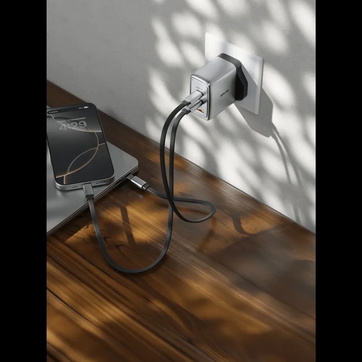 GREEN LION Wall Charger - 65W PD, Dual USB-C & USB-A, Grey — Gray 5