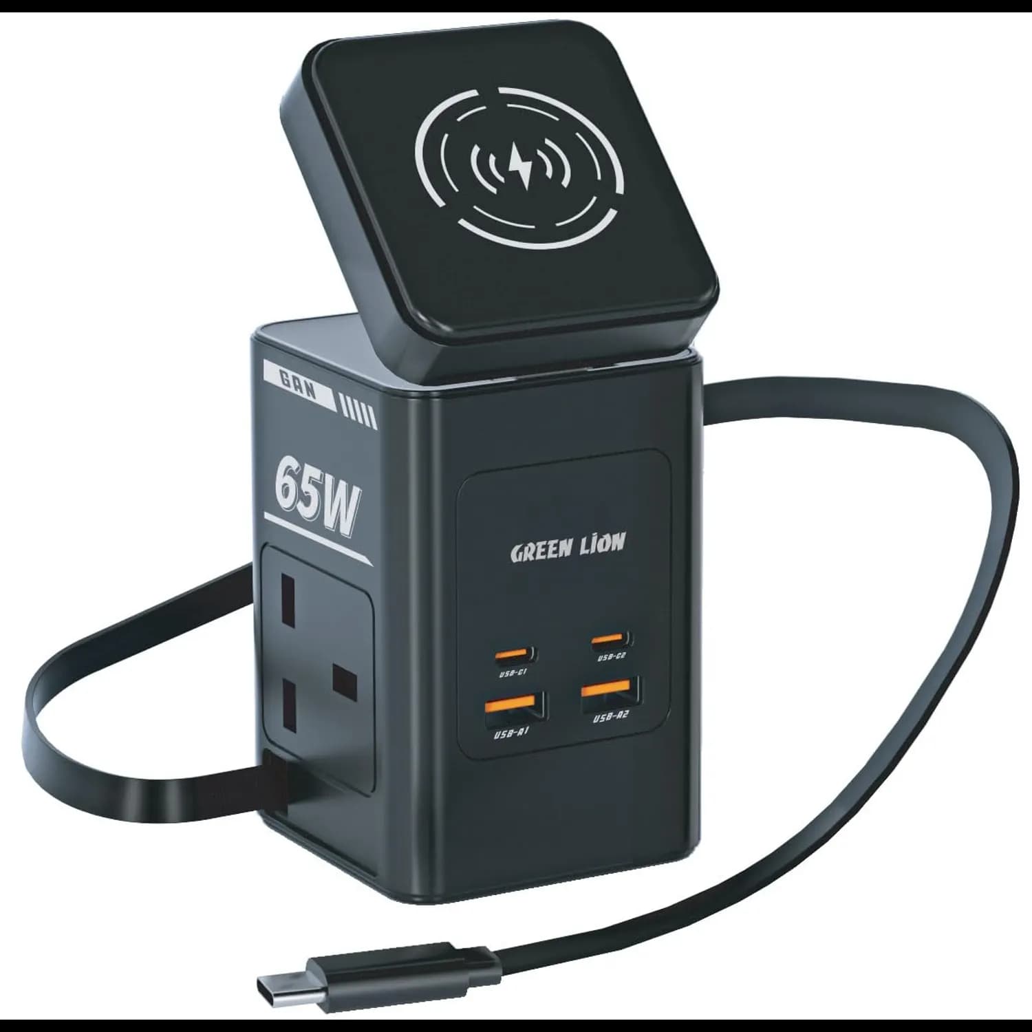 Green Lion GaN Charger - 45W PD Dual USB-C, Gray 1