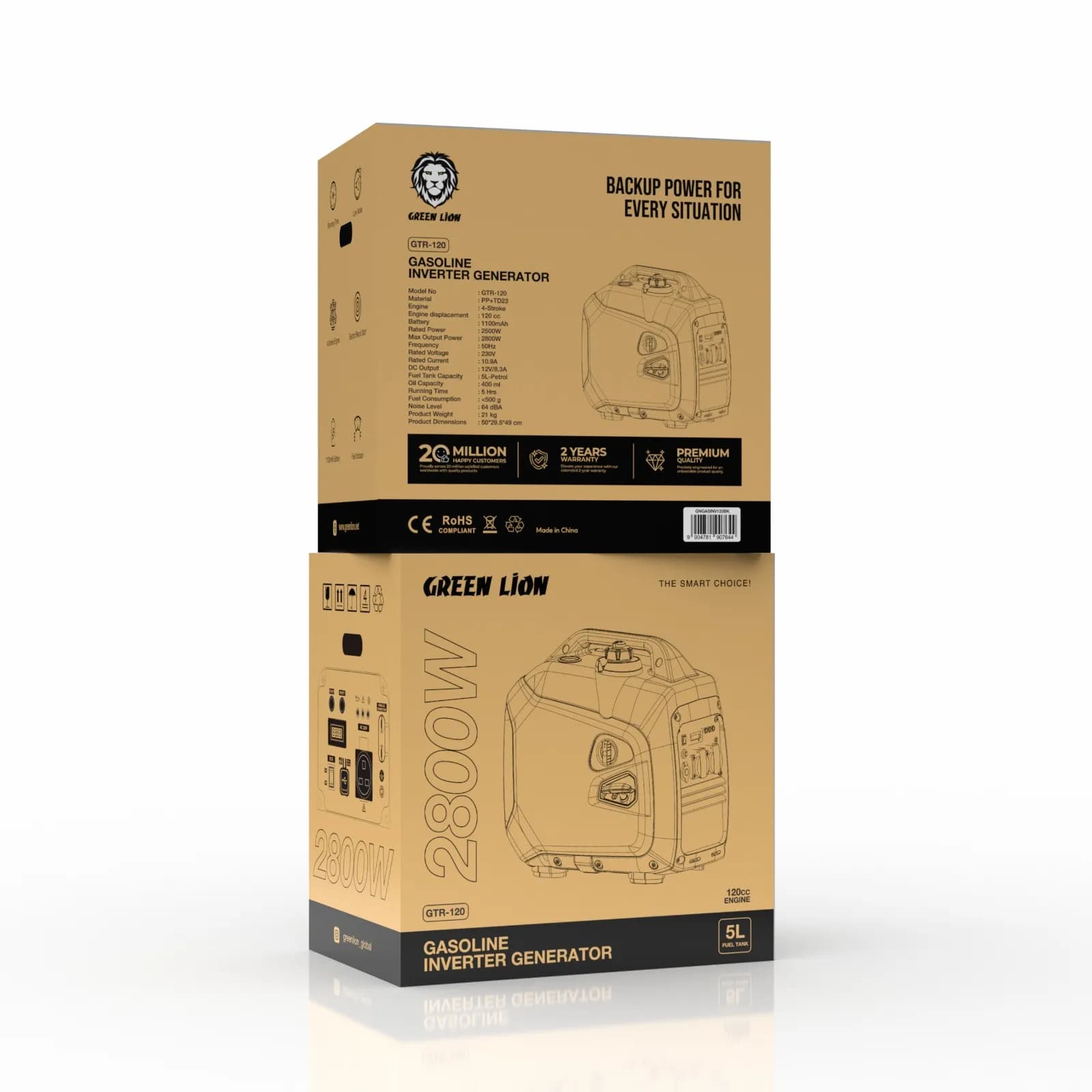 Green Lion Gasoline Inverter Generator GTR120 - Black 2