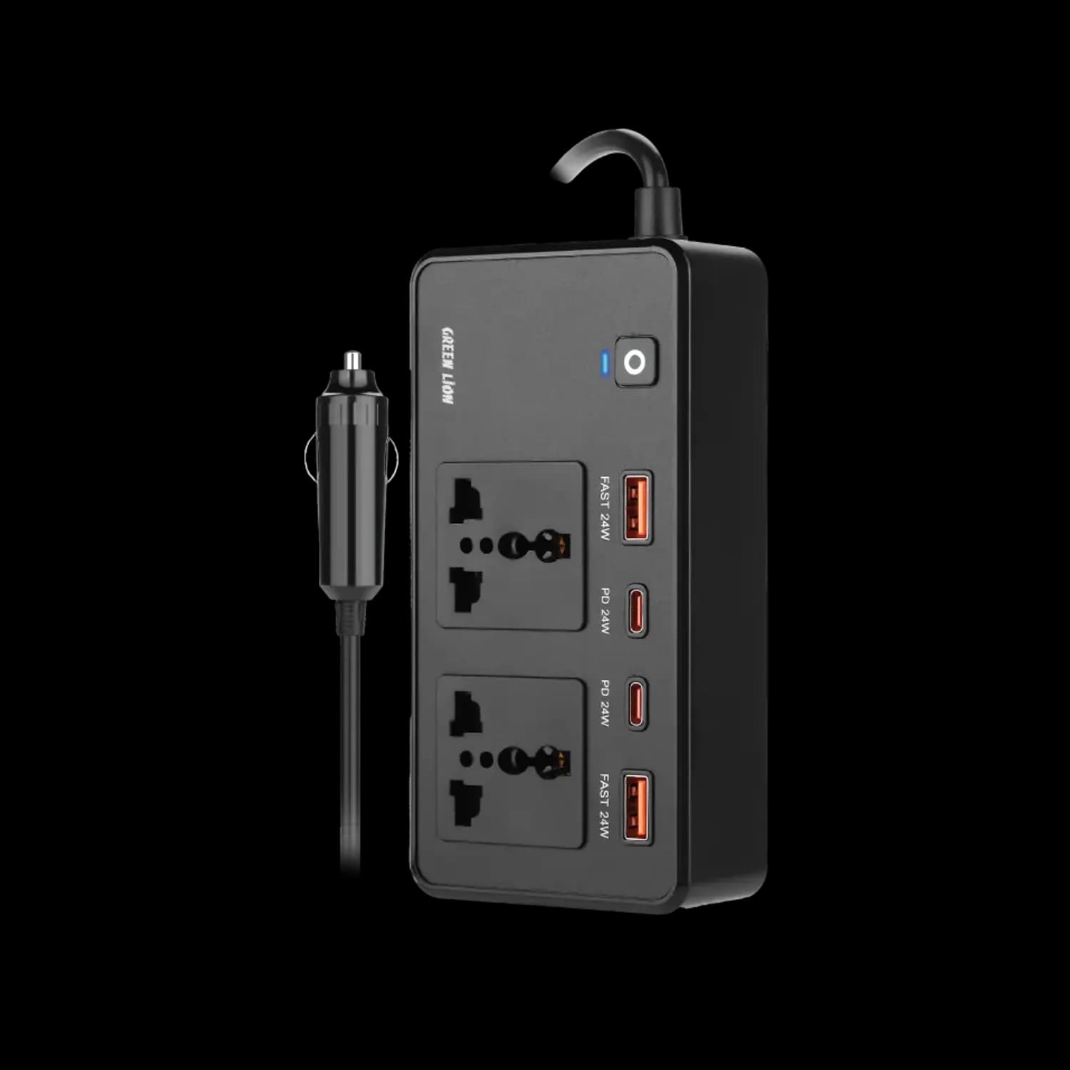 Green Lion Car Power Inverter GC-200 - 200W, 2 AC Sockets, USB-A & USB-C 1