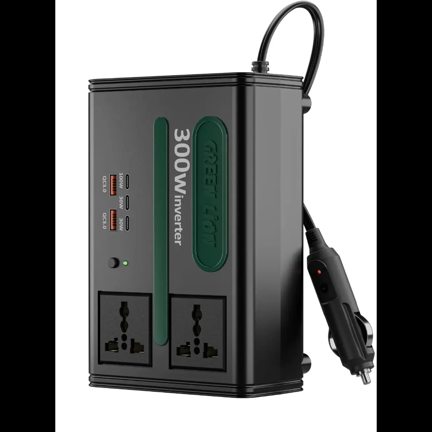 Green Lion Power Inverter GC-300 - 300W, PD 100W, QC 3.0, Black 1