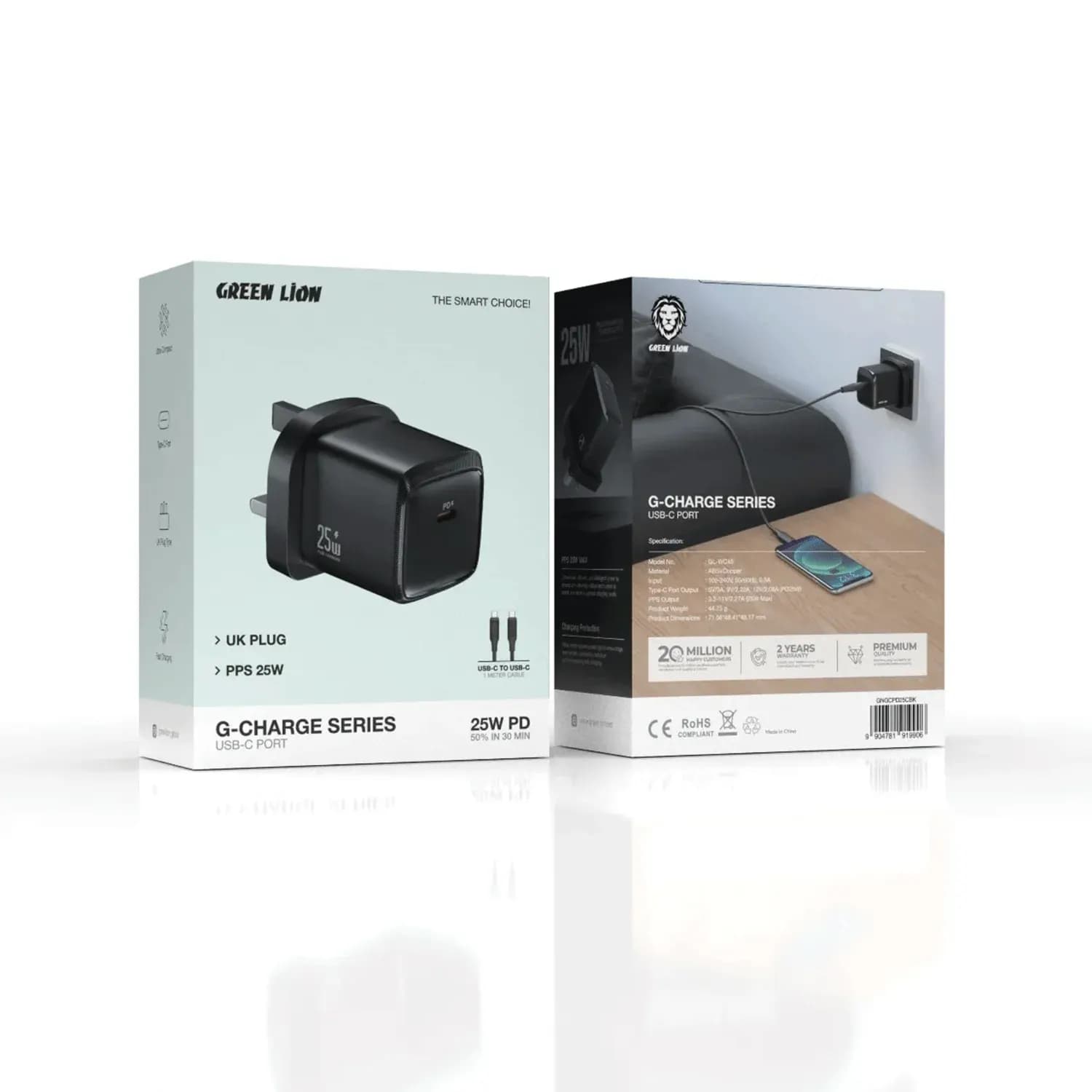 Green Lion Wall Charger G-Charge Series - 25W PD, Black 4