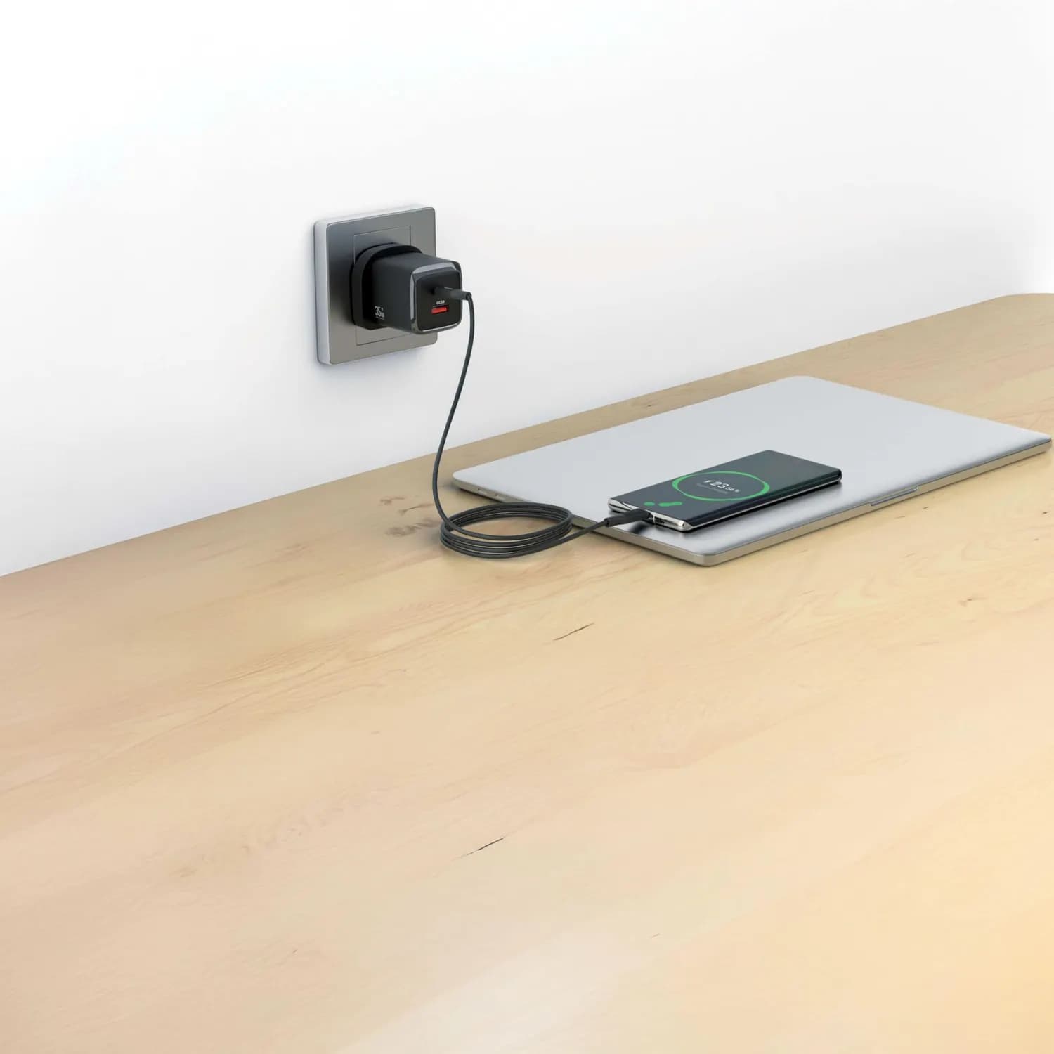 Green Lion Fast Charger G-Charger Series - 25W PD USB-C & 18W QC USB-A, Black 2