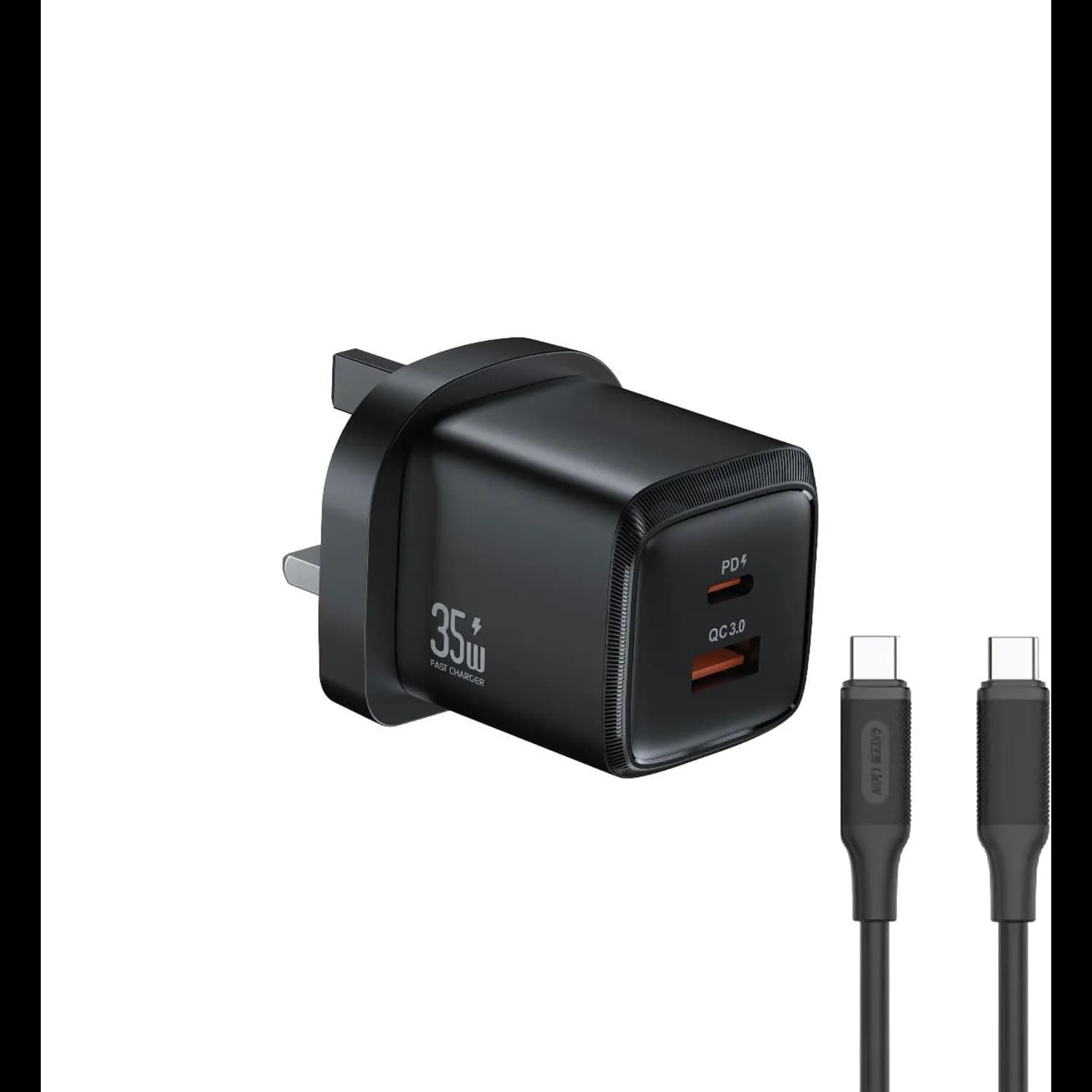Green Lion Fast Charger G-Charger Series - 25W PD USB-C & 18W QC USB-A, Black 1