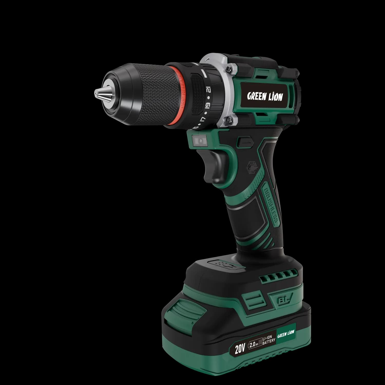 Green Lion Cordless Hammer Drill GD-14 - 20V, 30-Piece Set, Green 1
