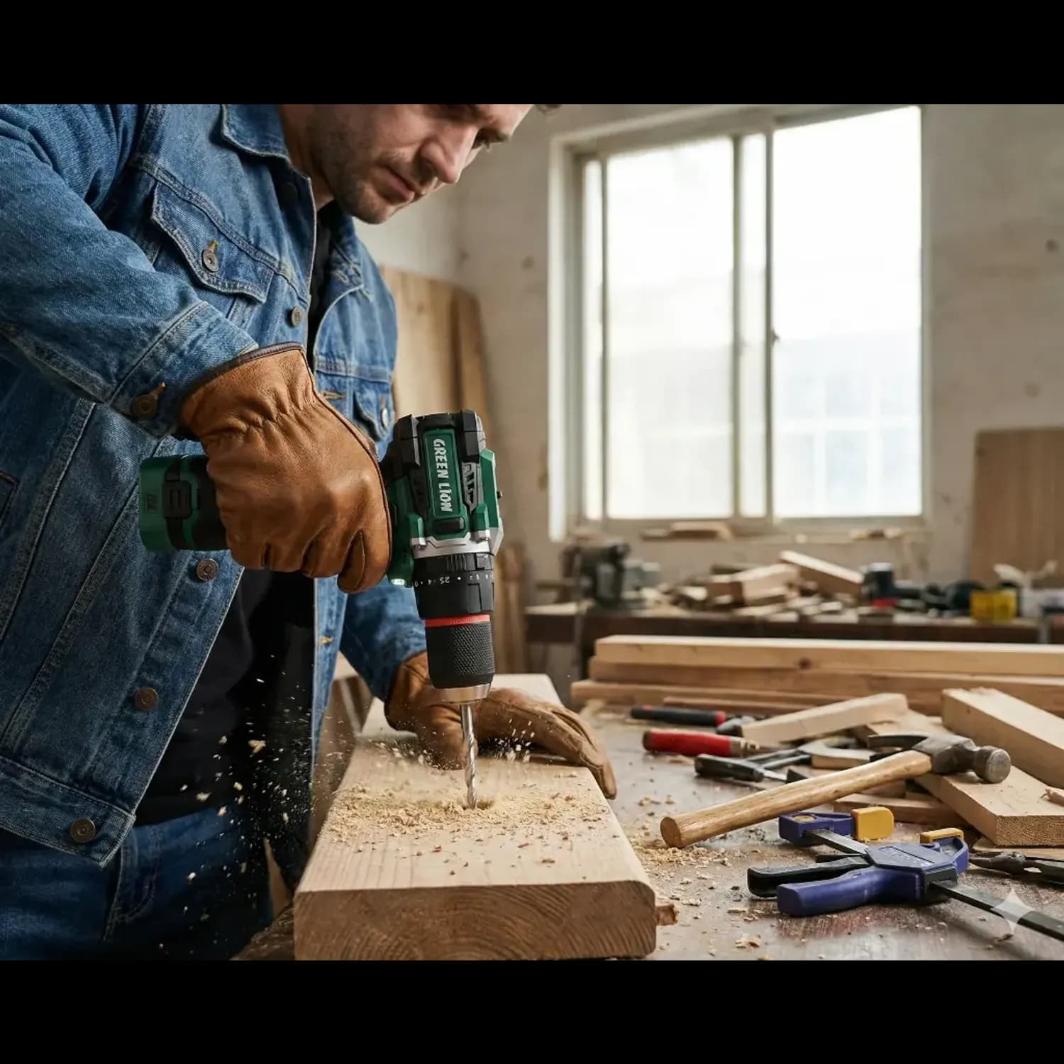Green Lion Cordless Hammer Drill GD-15 Pro Drive - 2x18V 3.0Ah, Green 2