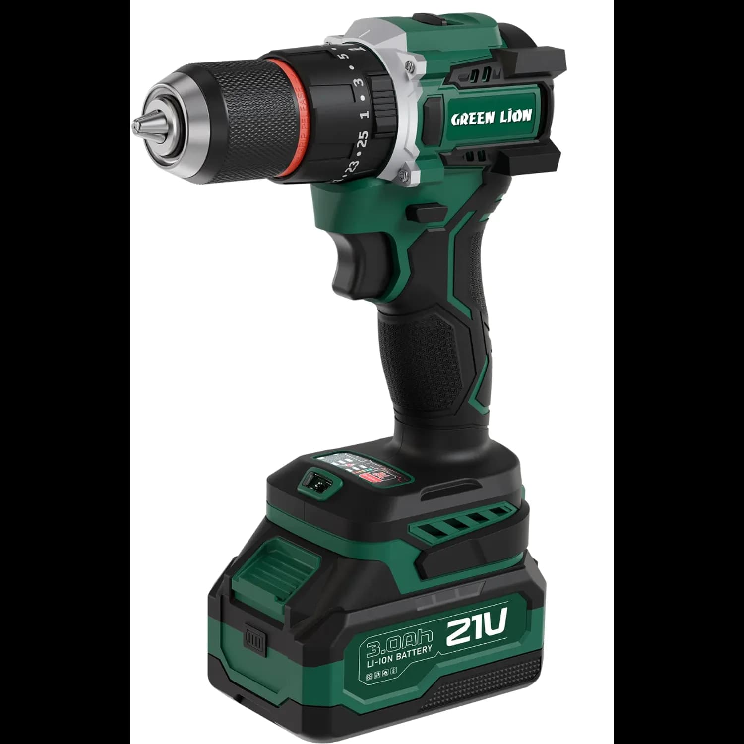 Green Lion Cordless Hammer Drill GD-16 Pro Drive - 2x21V 3.0Ah, Green 1