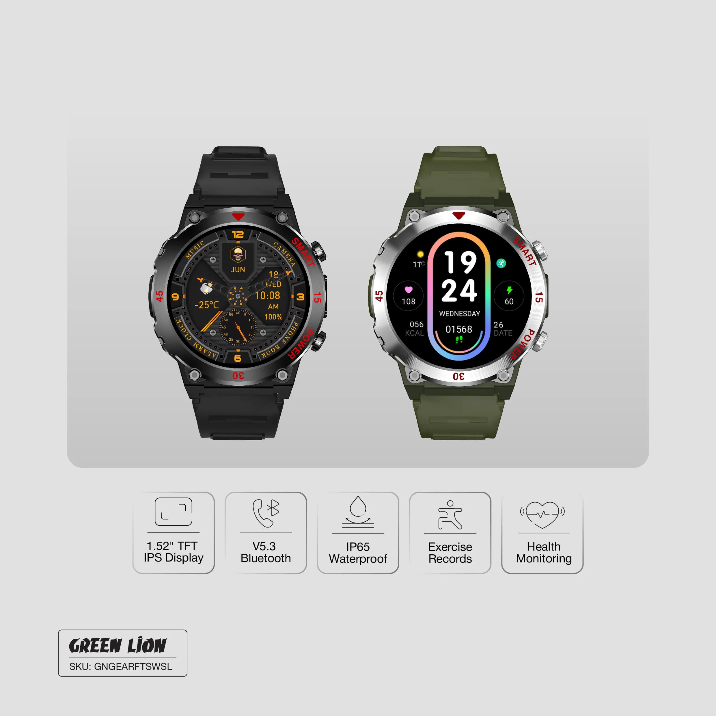 Green Lion Gear Fit Smart Watch - Silver 4