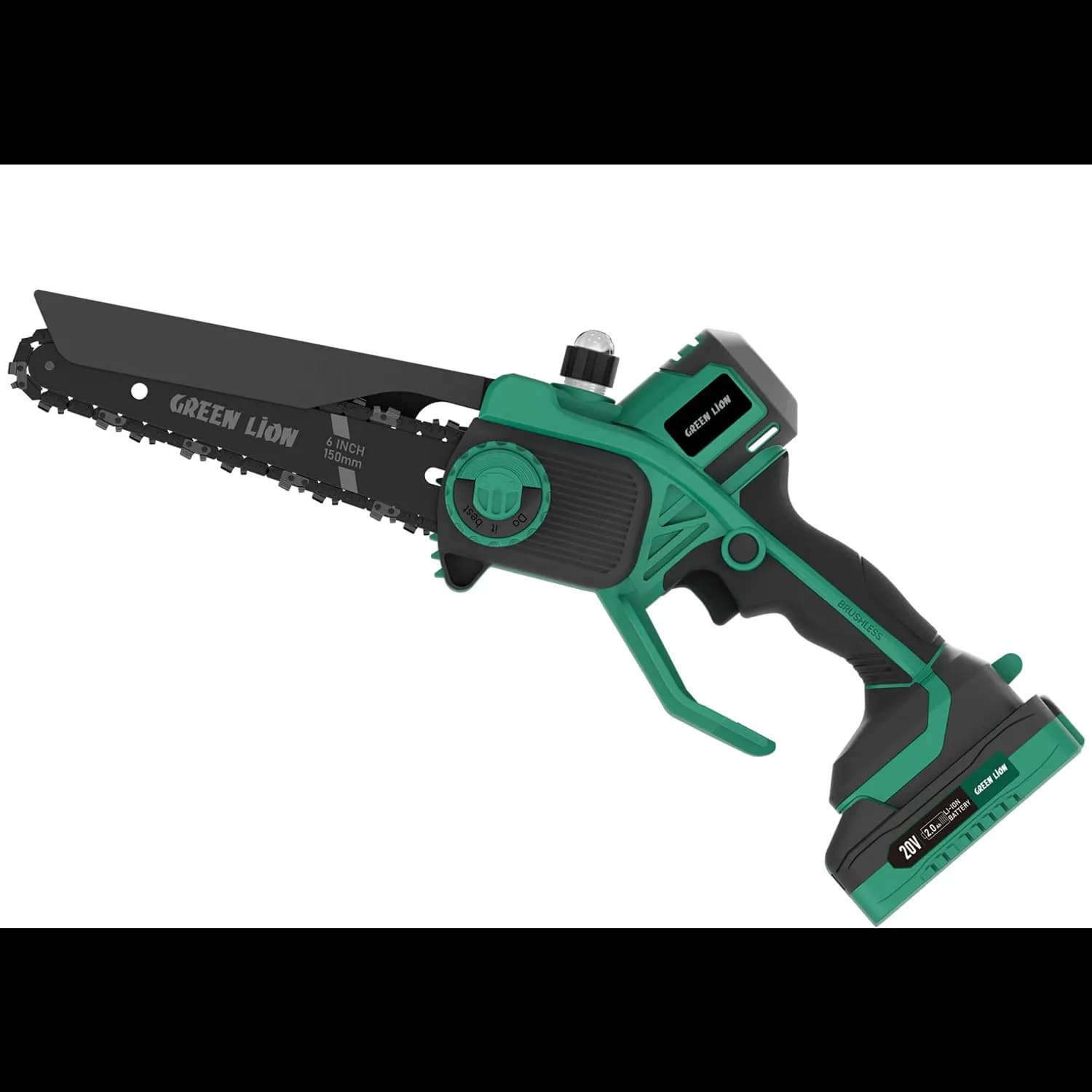 Green Lion Mini Chainsaw GES-6 - 6" Bar, Cordless, Green 5