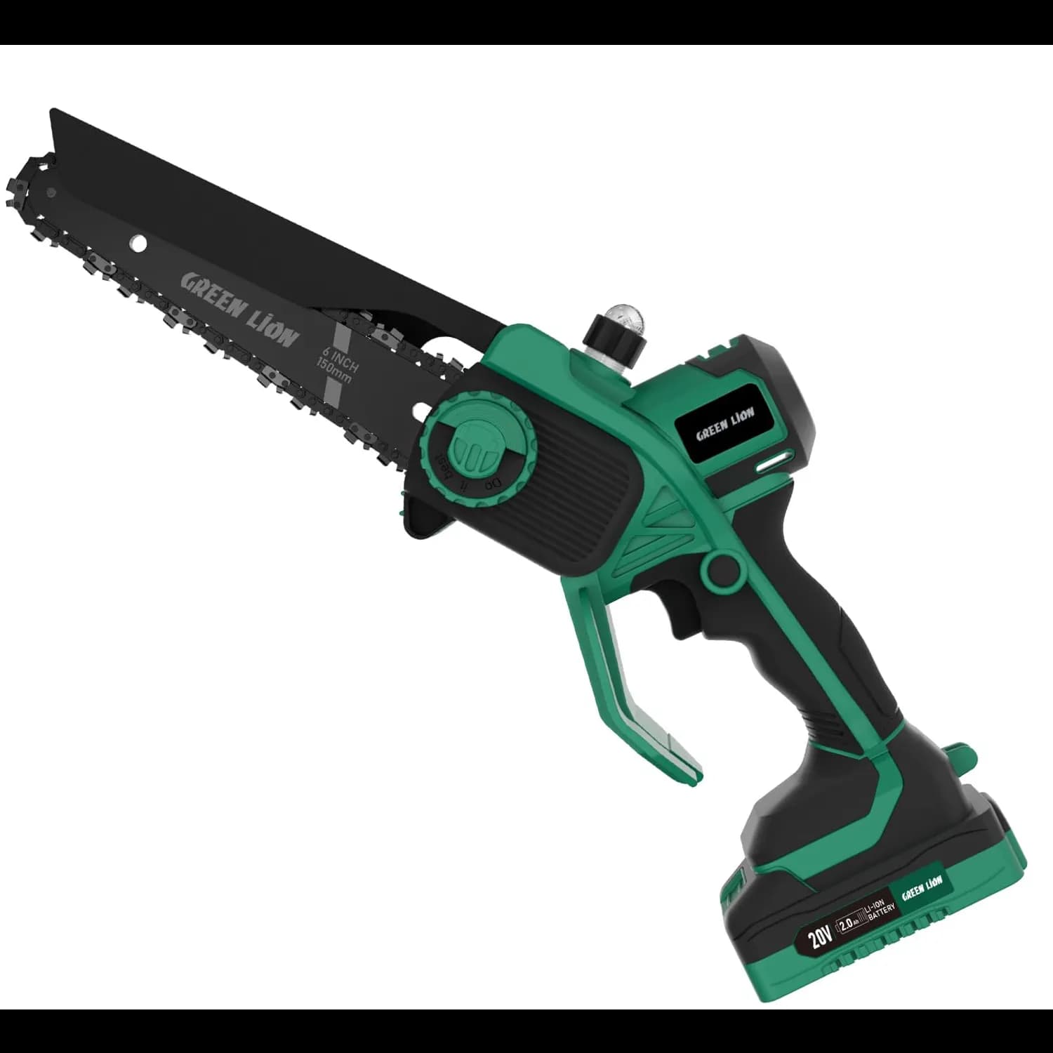Green Lion Mini Chainsaw GES-6 - 6" Bar, Cordless, Green 1