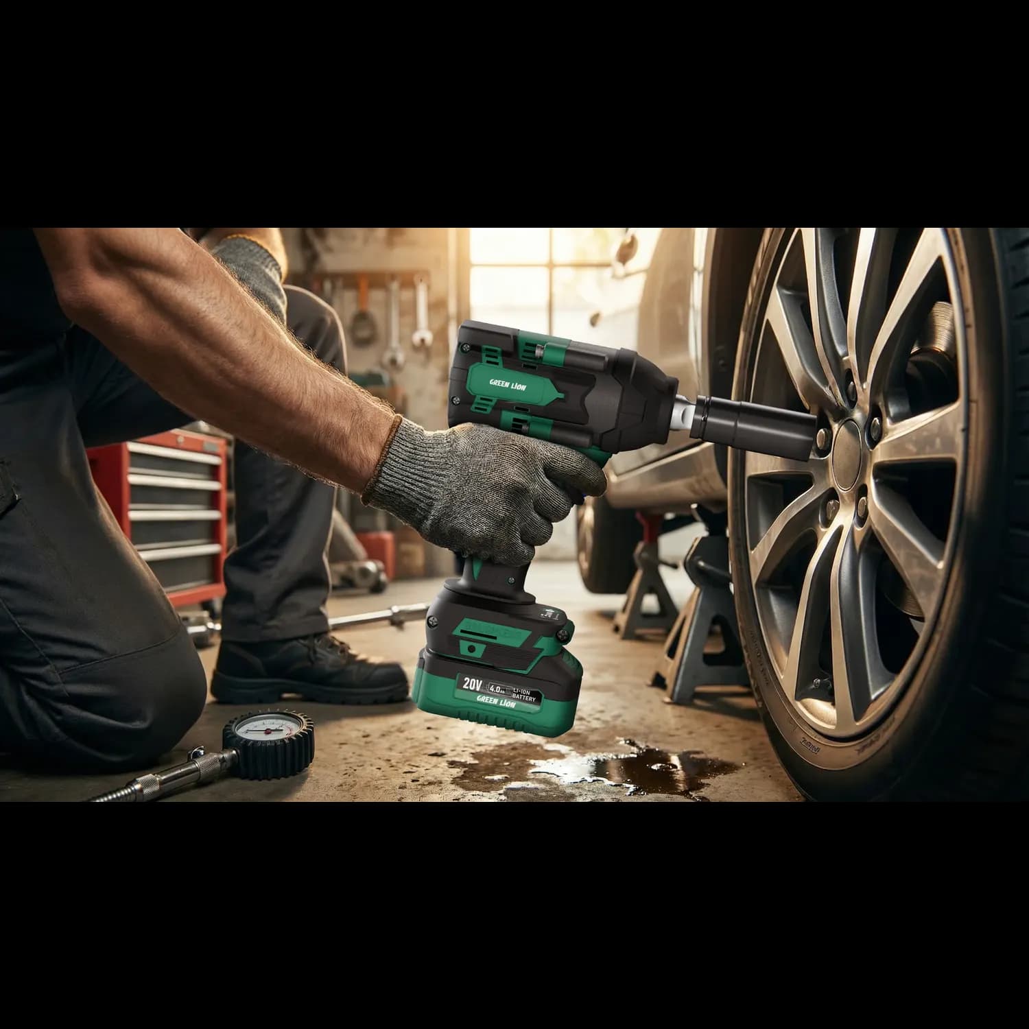 GREEN LION Cordless Impact Wrench GIW-200 - 20V Brushless, Green 2