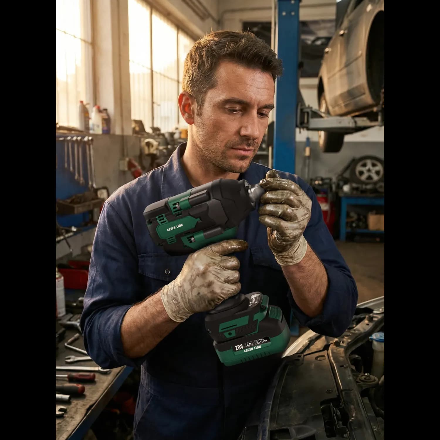 GREEN LION Cordless Impact Wrench GIW-200 - 20V Brushless, Green 3