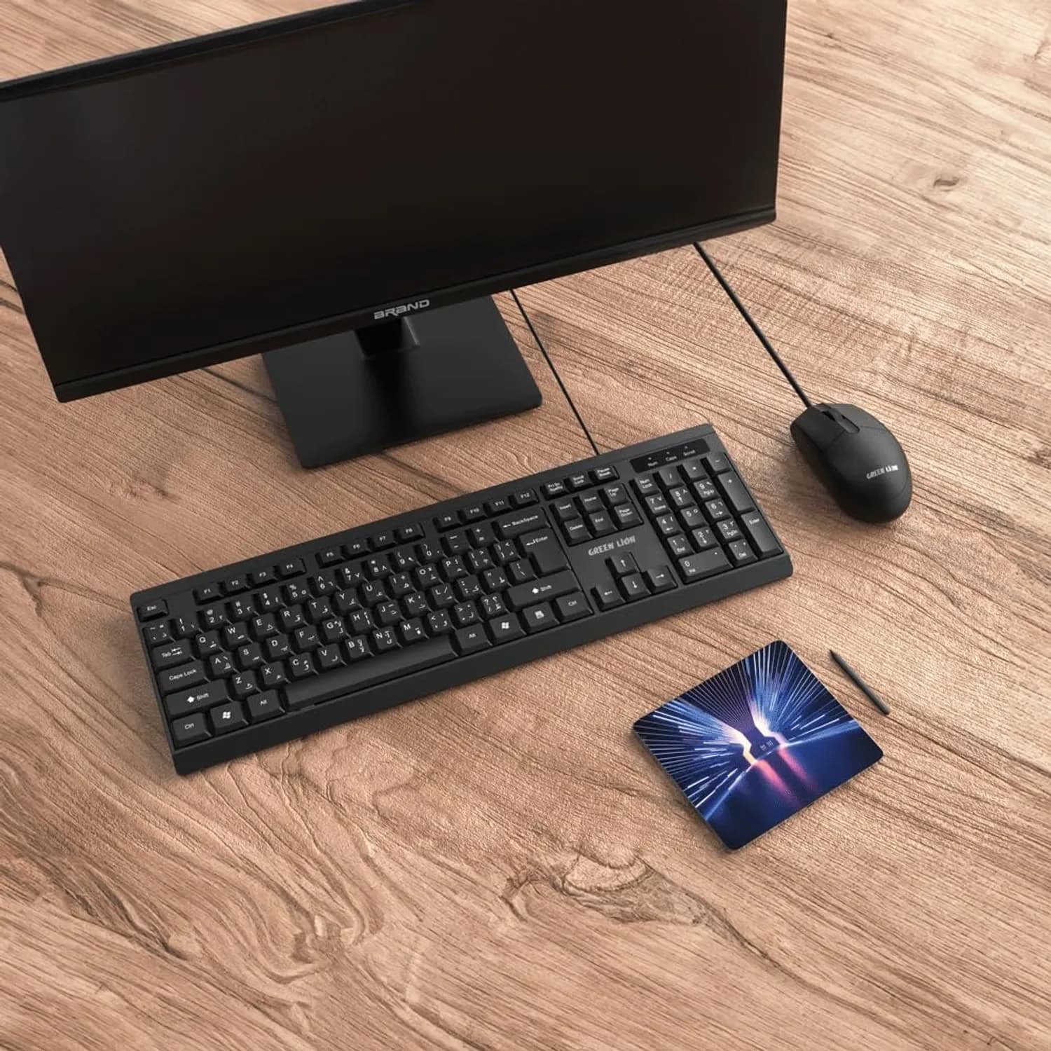 Green Lion Keyboard and Mouse GKM-100 - Wired USB, Black 2