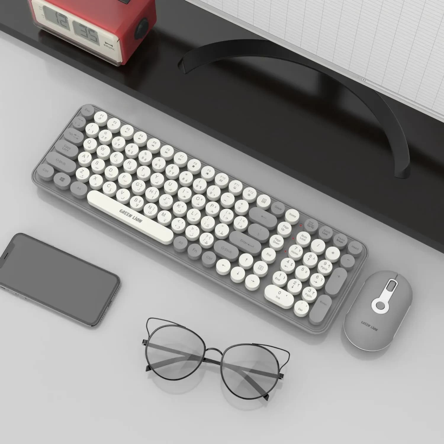 Green Lion Wireless Keyboard & Mouse GKM-300 - Grey 2