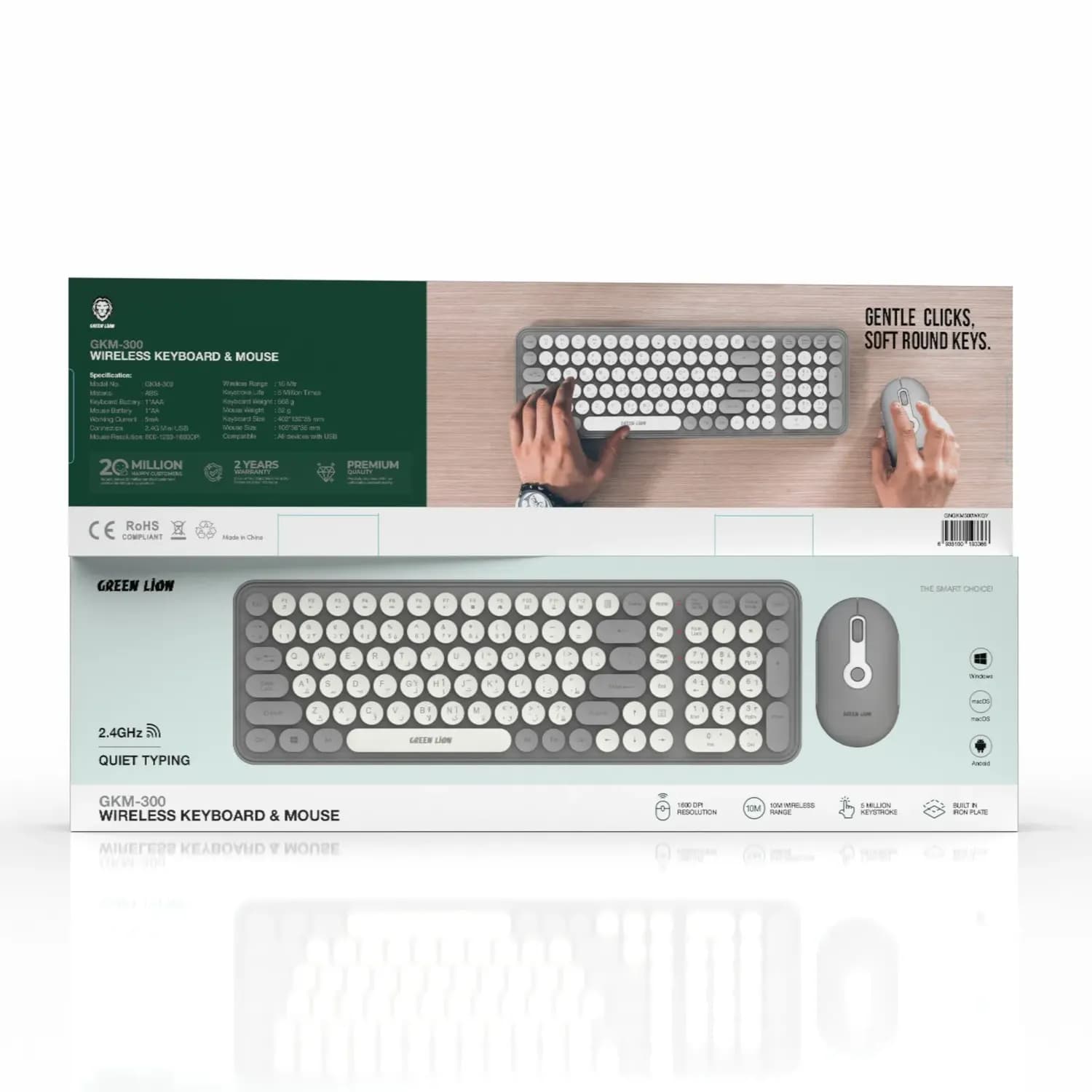 Green Lion Wireless Keyboard & Mouse GKM-300 - Grey 3