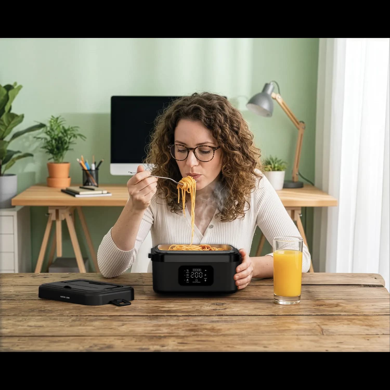 Green Lion Portable Electric Lunch Box - 1L Cordless Food Warmer, Black 3