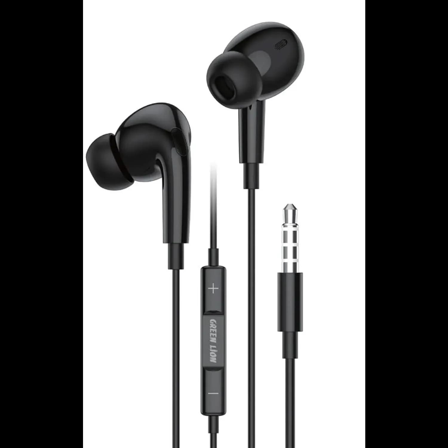 Green Lion Earphones GL-Stereo Pro - Wired with Mic, Black — Black 1 Green Lion Earphones GL-Stereo Pro - Wired with Mic, Black — Black 1