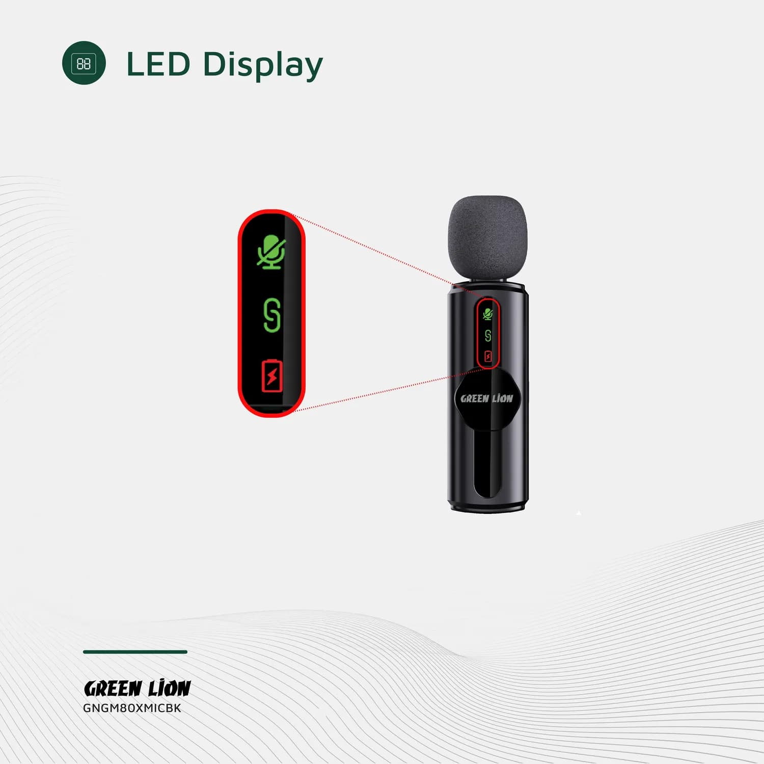 Green Lion Dual Microphone GM-80X - Wireless, 3-in-1, Black 3