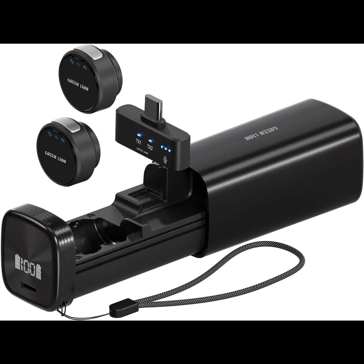 Green Lion Wireless Lavalier Microphone GM-93X - Type-C, Black 1