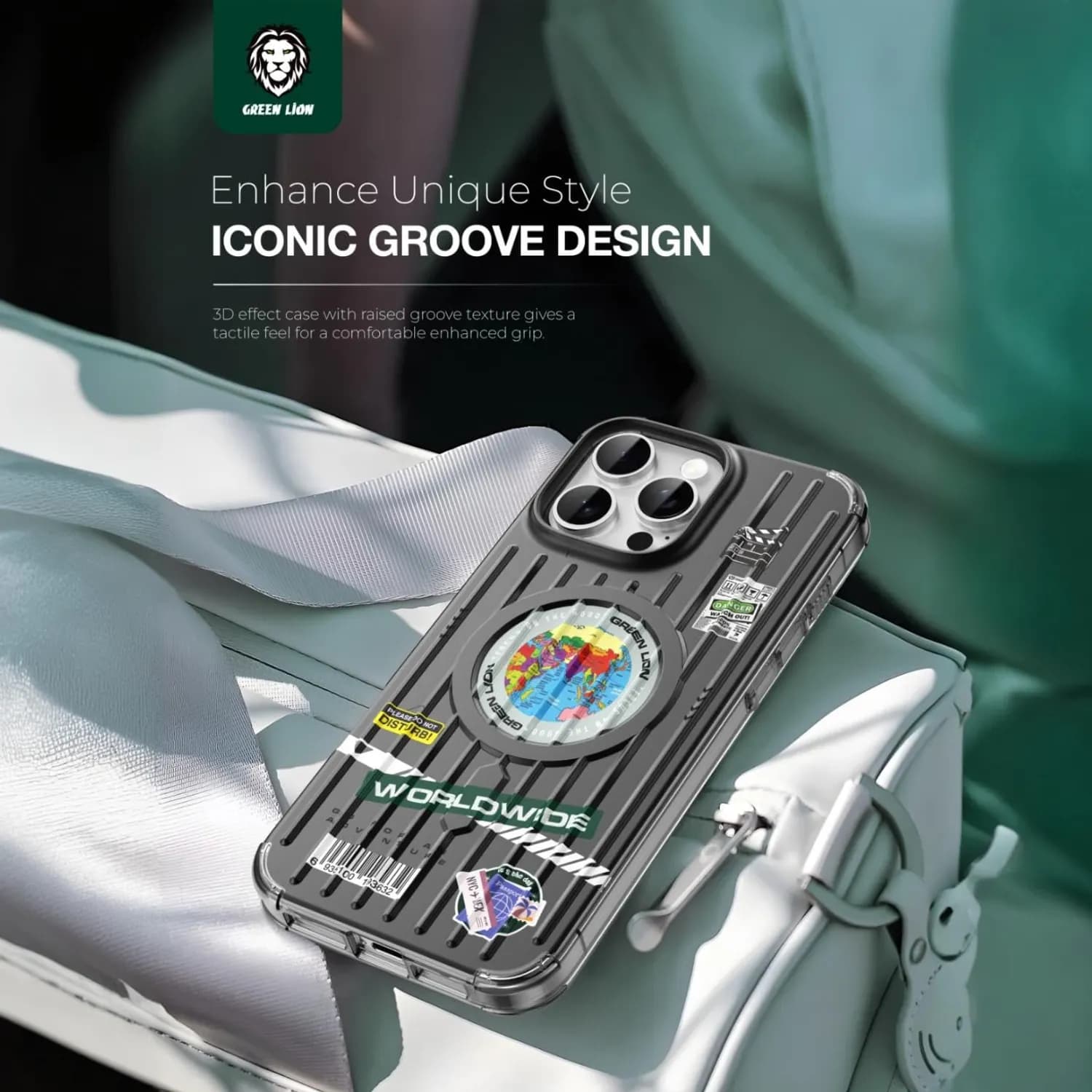 Green Lion iPhone 16 Pro Max Case - Magnetic Ring, Camera Protection, Black — Green 5