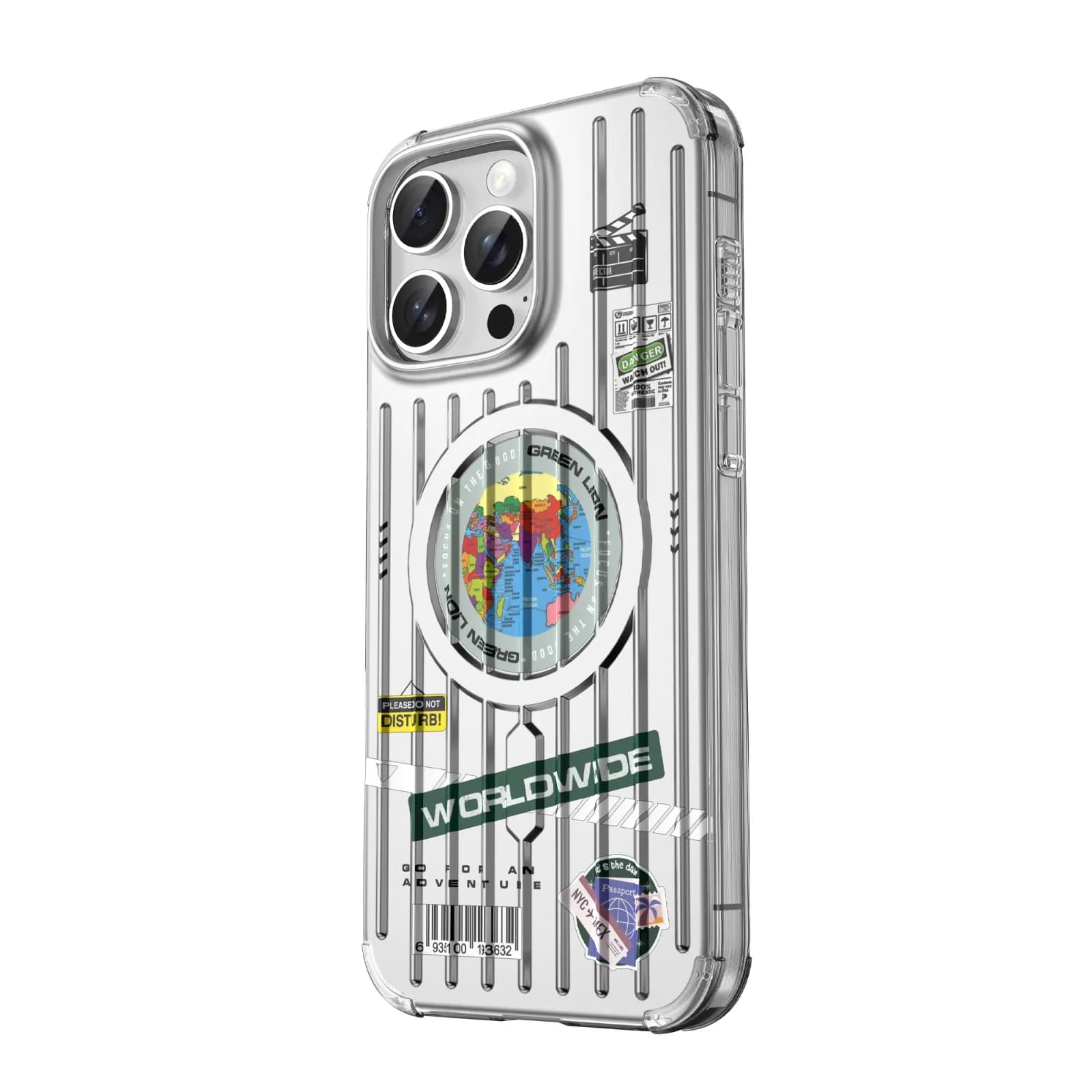 Green Lion Case iPhone 16 Pro - Magnetic Ring, Camera Protection, Silver — Green 3