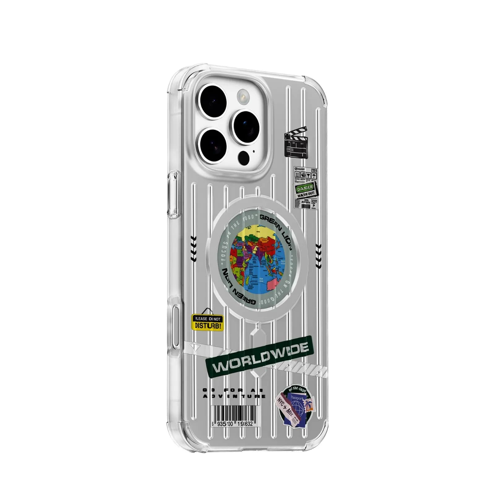 Green Lion Case iPhone 16 Pro - Magnetic Ring, Camera Protection, Silver — Green 4
