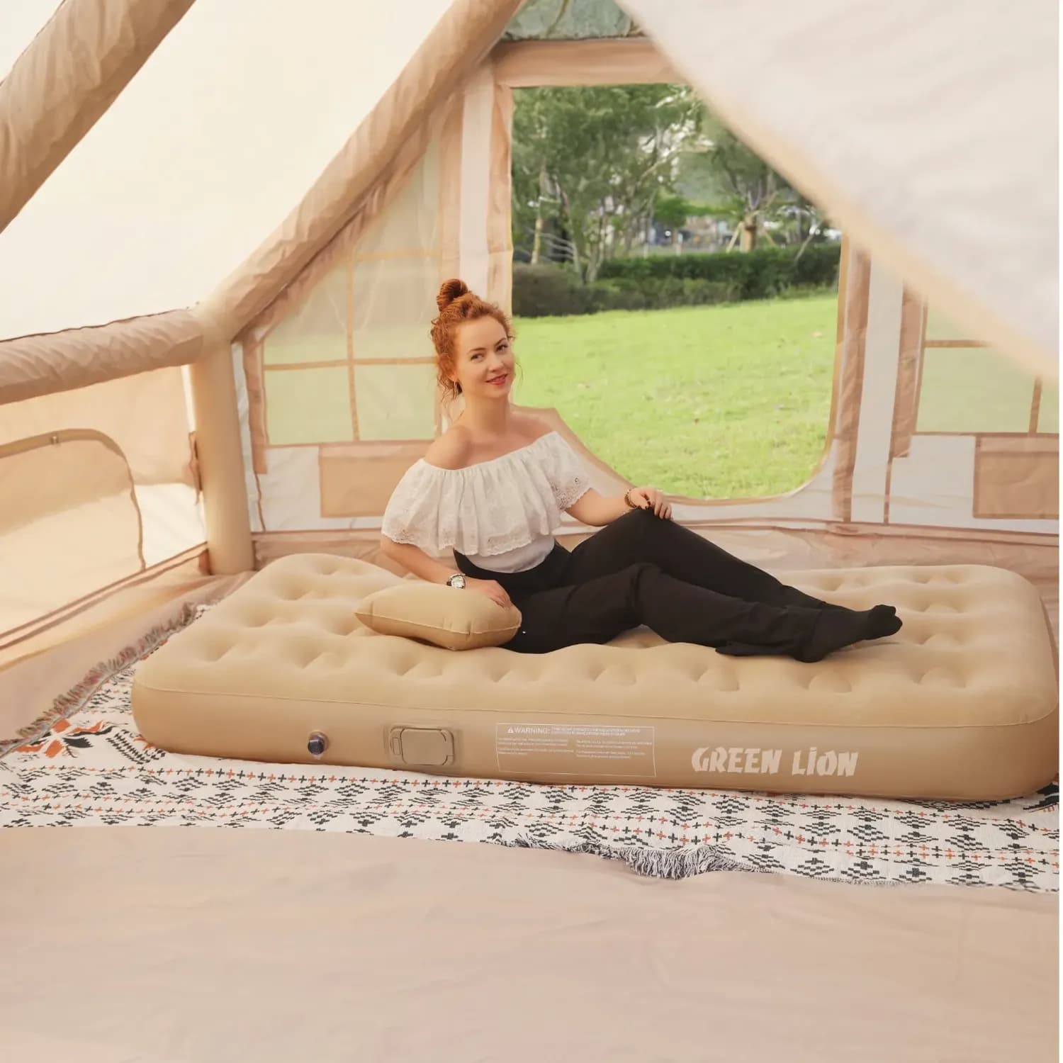 Green Lion Inflatable Mattress GMT-190 - Automatic Pump, Beige 3