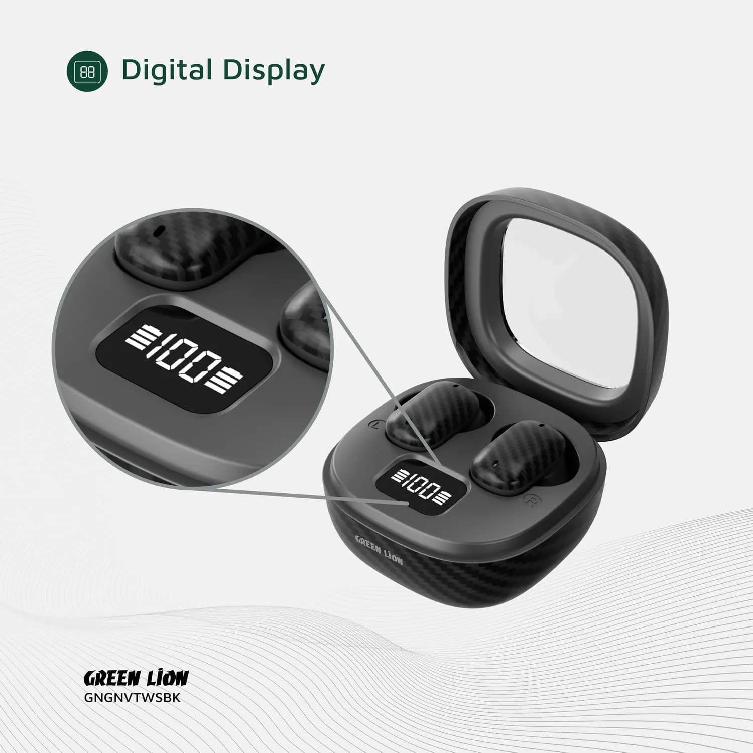 Green Lion Earbuds Geneva True Wireless - AI Calls, IPX5, Black 5