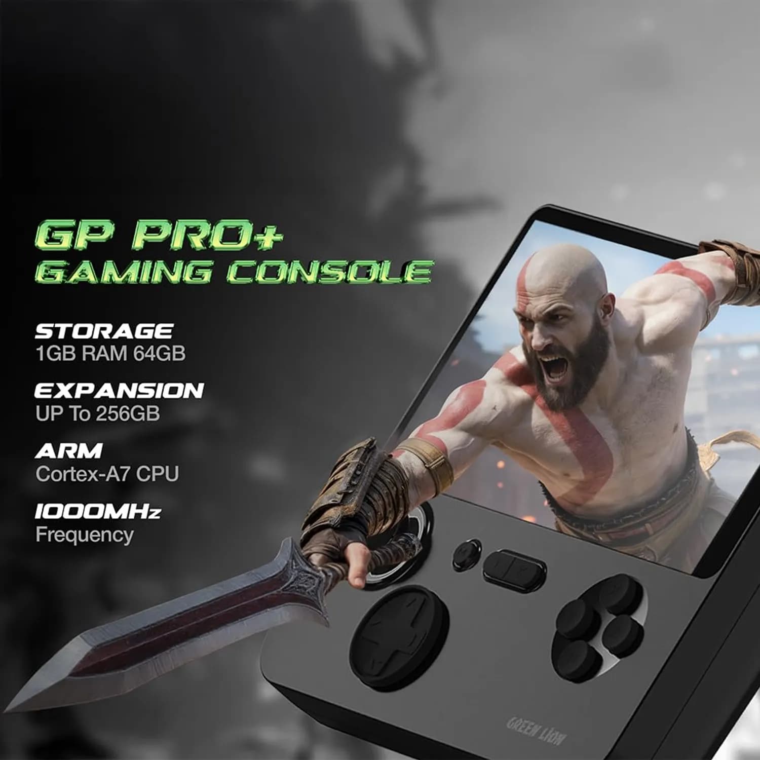 Green Lion Retro Gaming Console - 5" IPS Screen, HDMI, Black 2