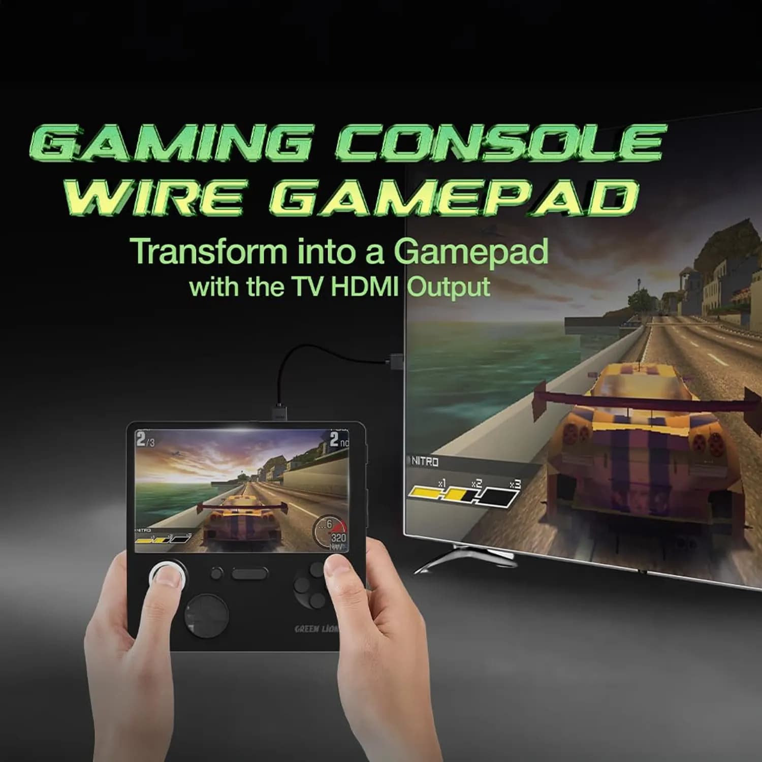 Green Lion Retro Gaming Console - 5" IPS Screen, HDMI, Black 5